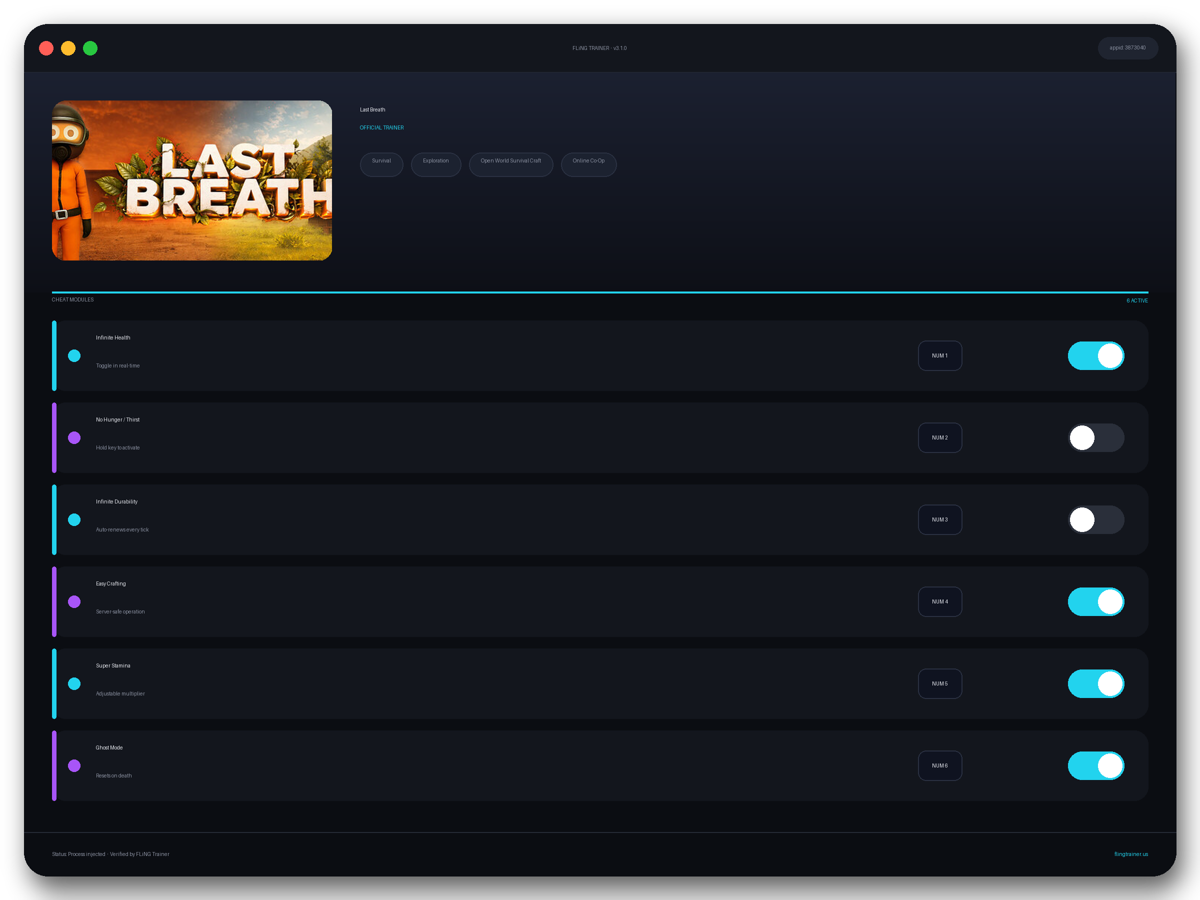 Last Breath Trainer interface