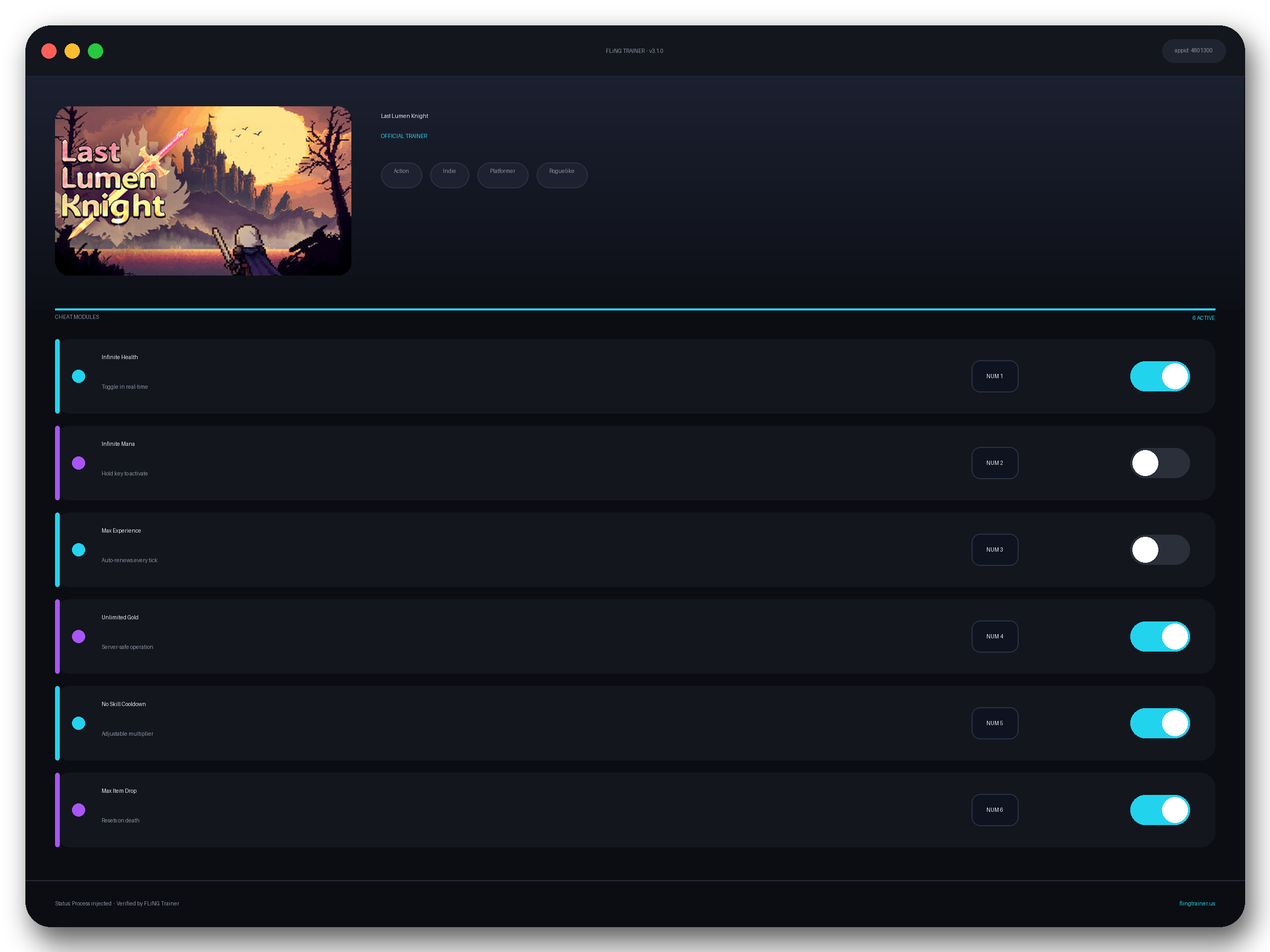 Last Lumen Knight Trainer interface