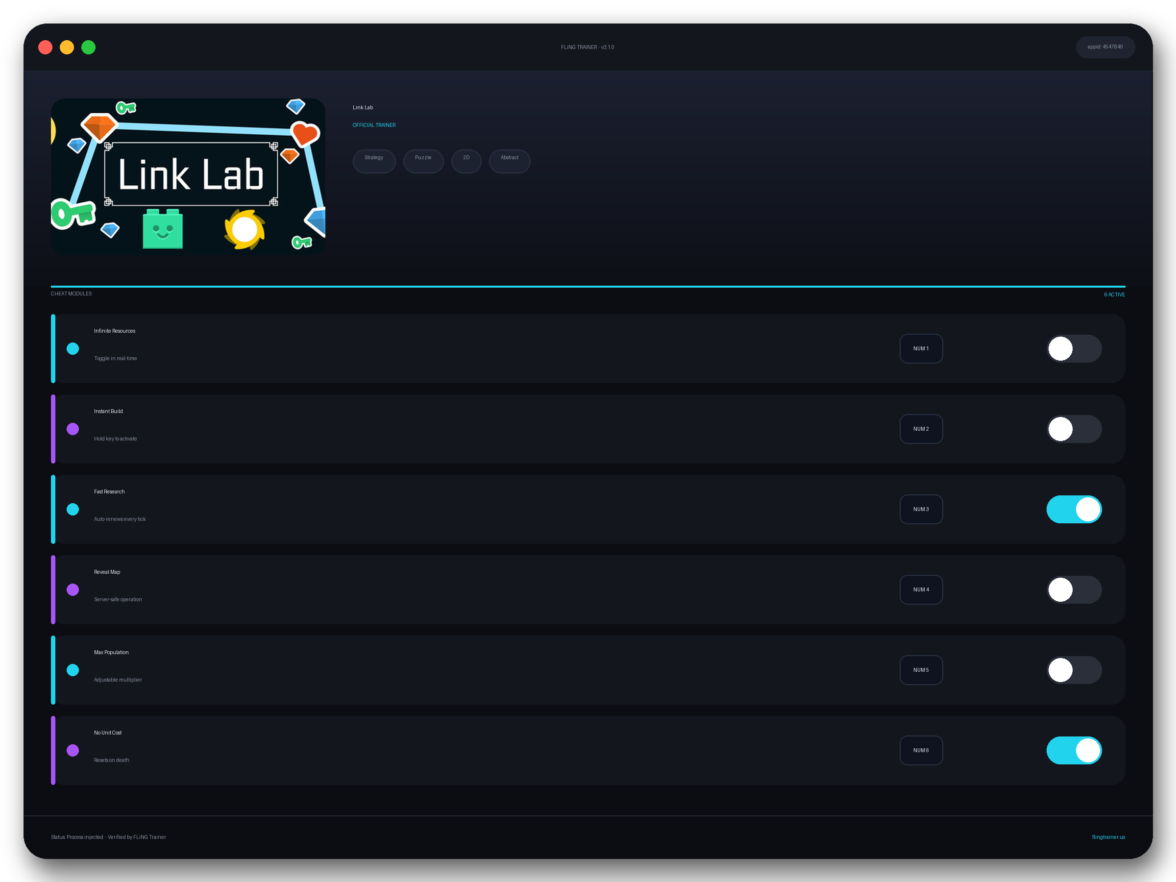 Link Lab Trainer interface