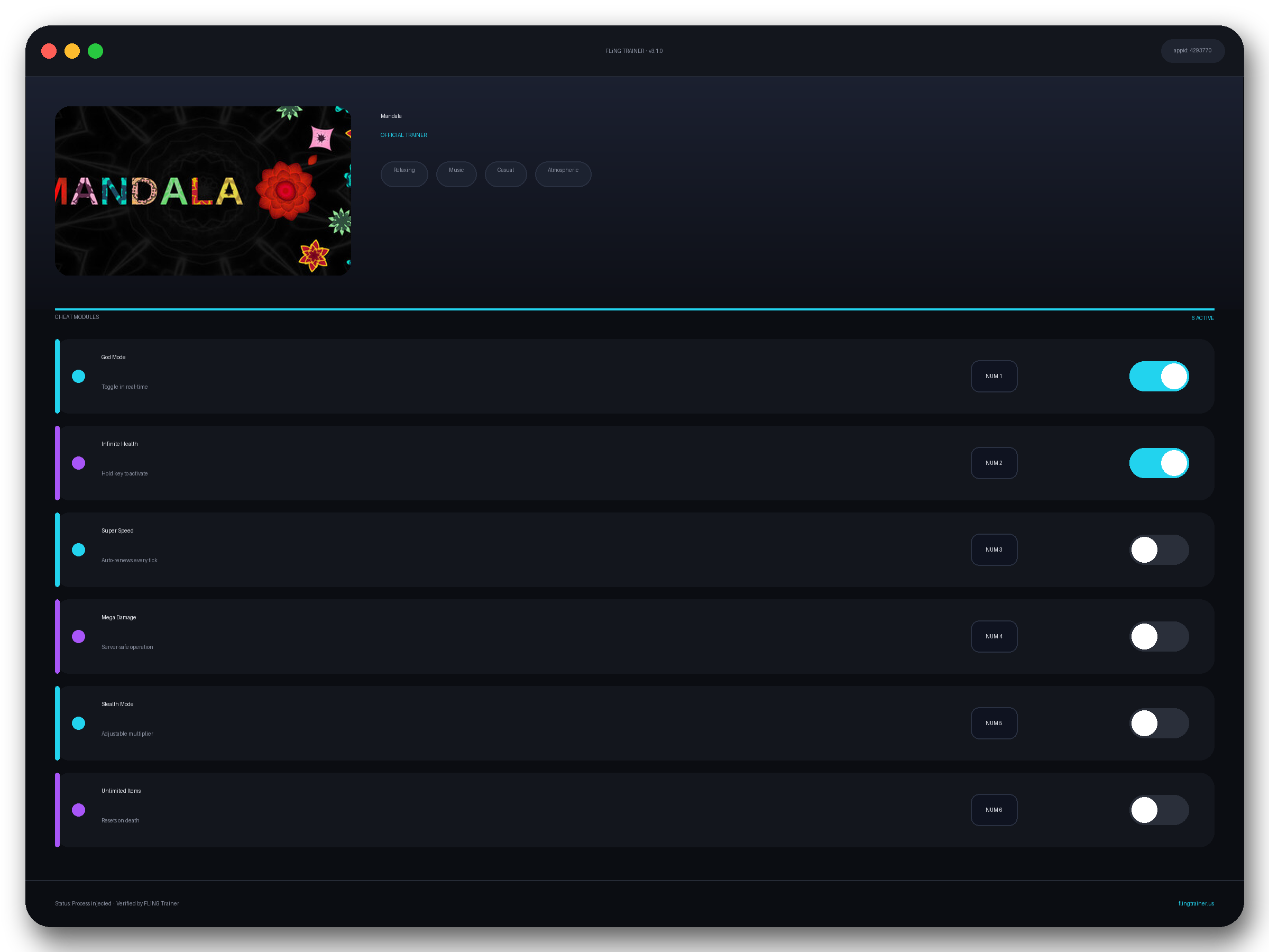 Mandala Trainer interface