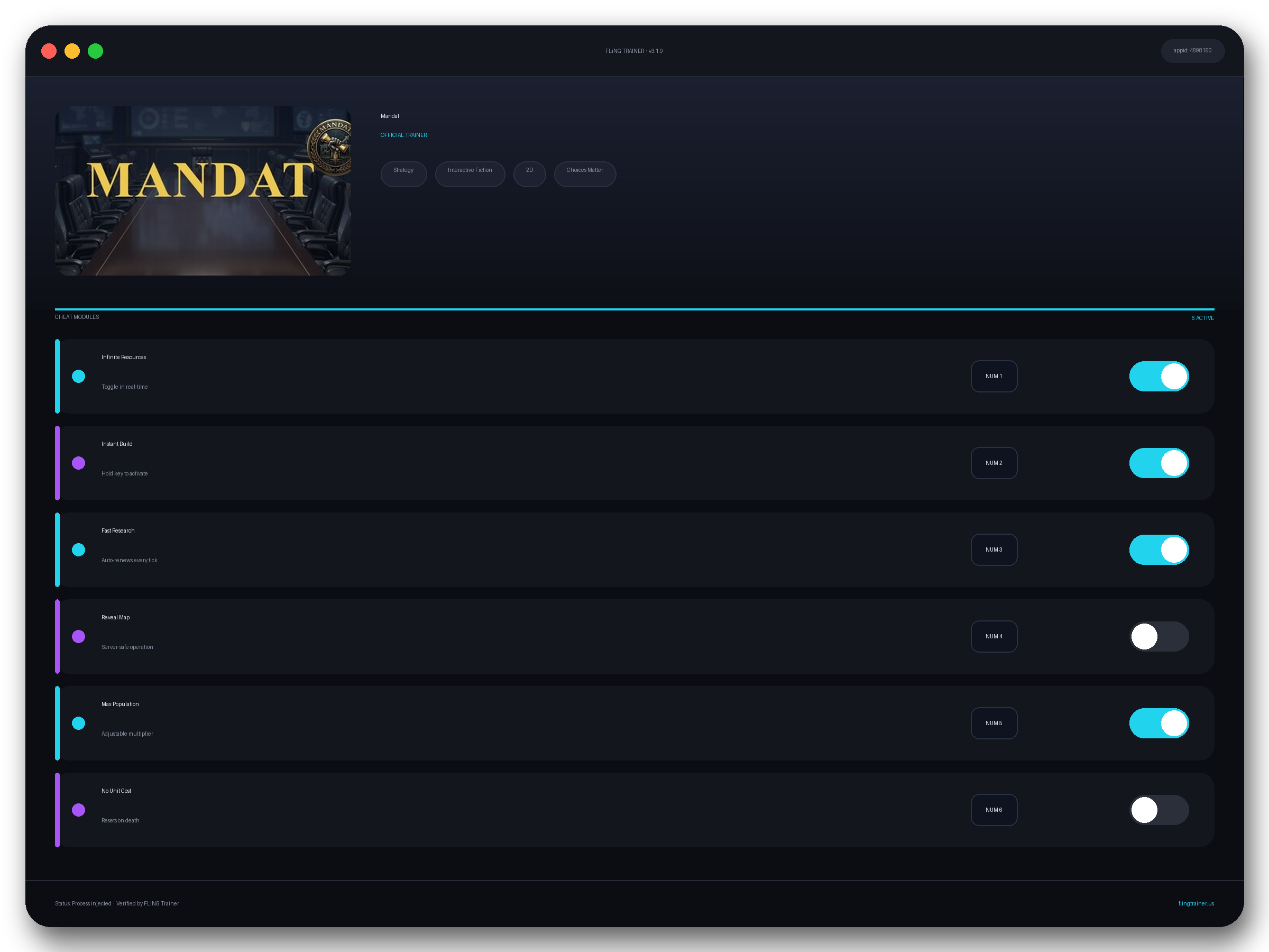 Mandat Trainer interface