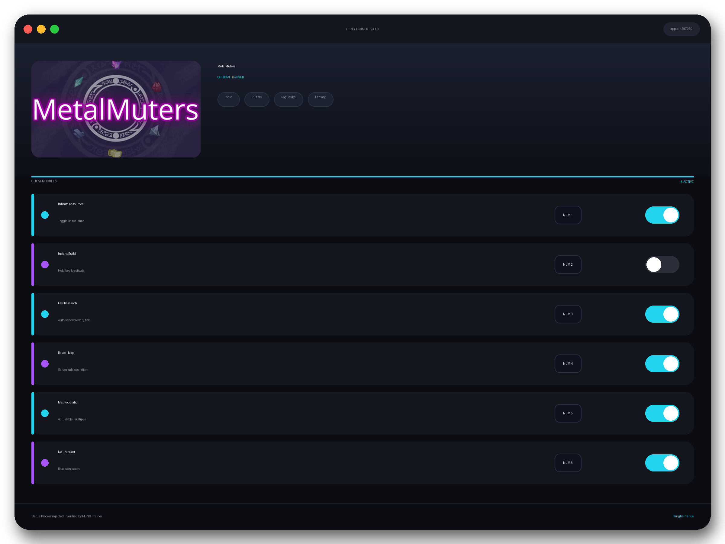 MetalMuters Trainer interface