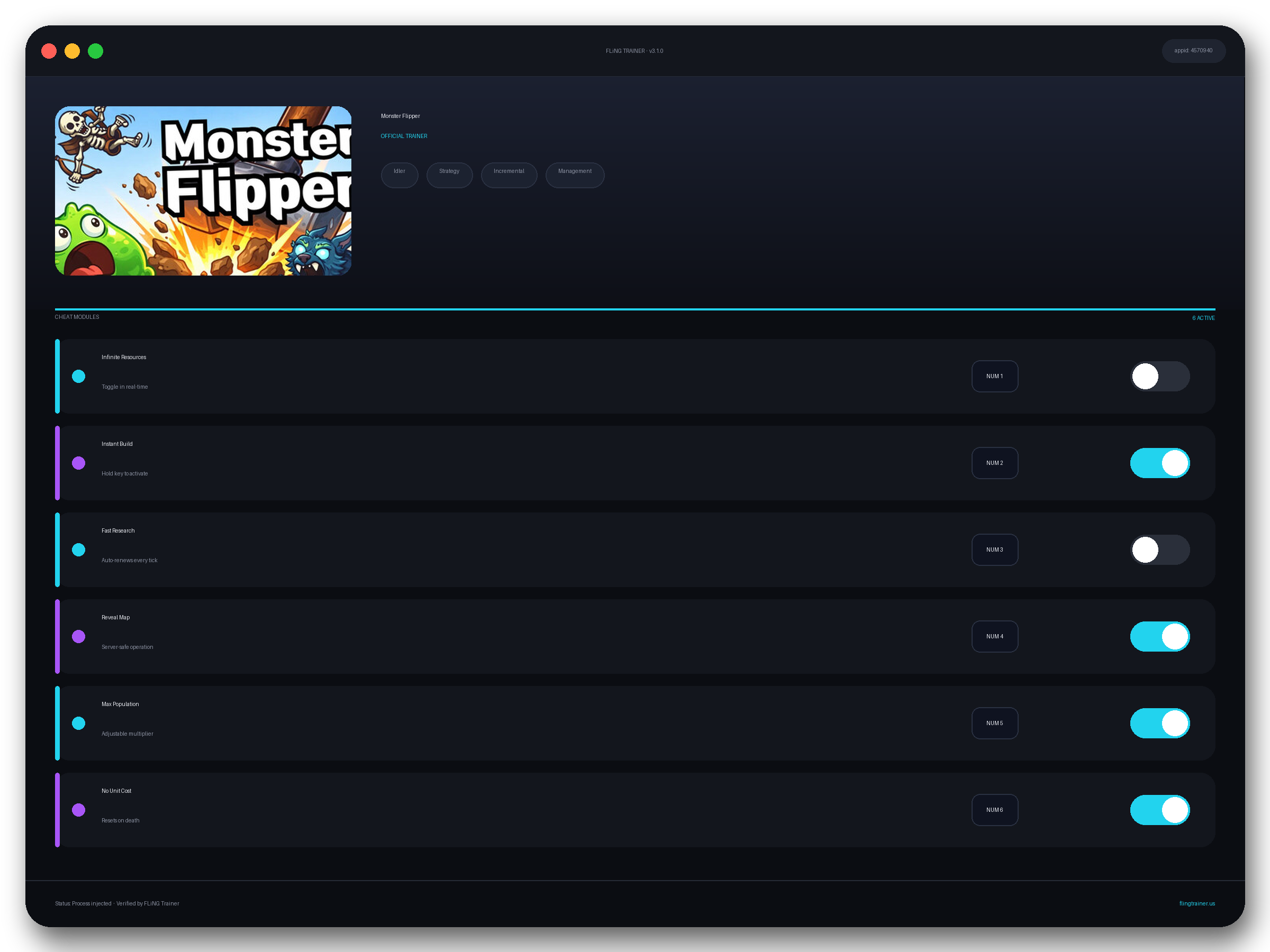 Monster Flipper Trainer interface