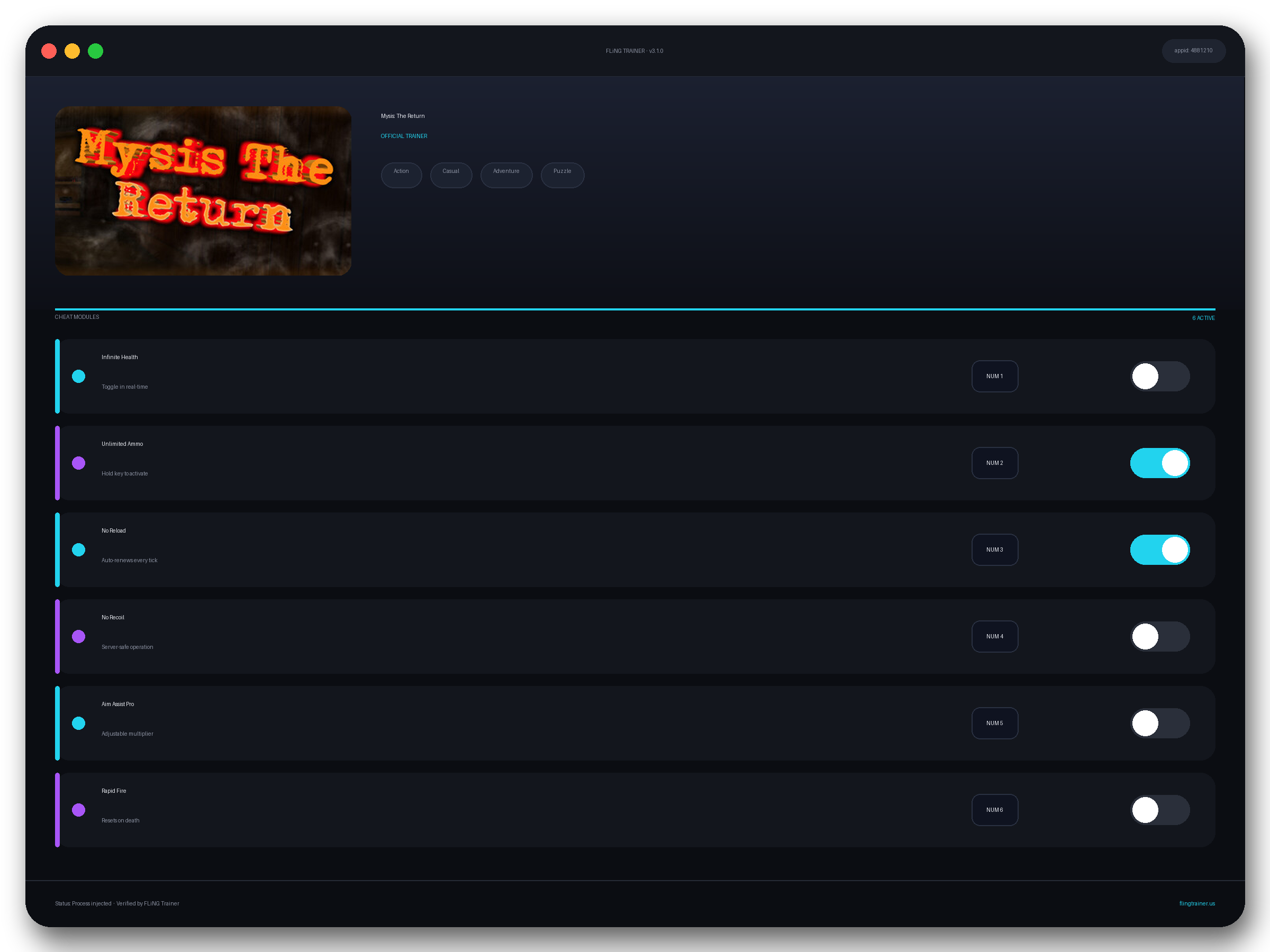 Mysis: The Return Trainer interface