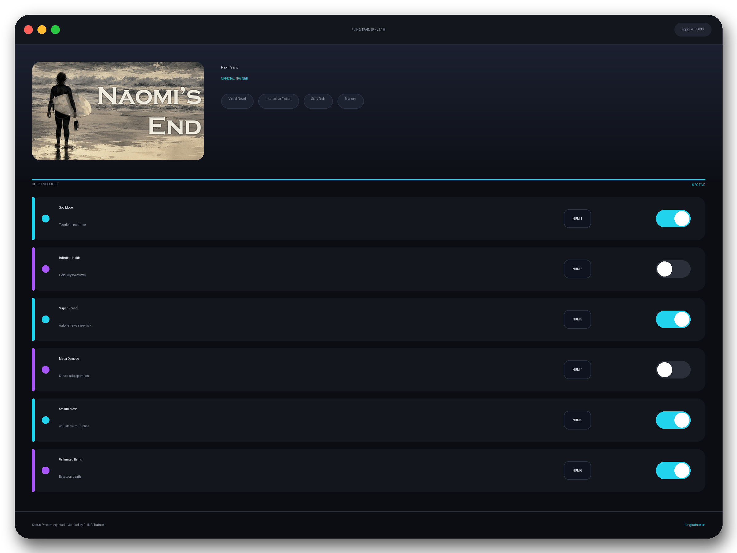 Naomi’s End Trainer interface