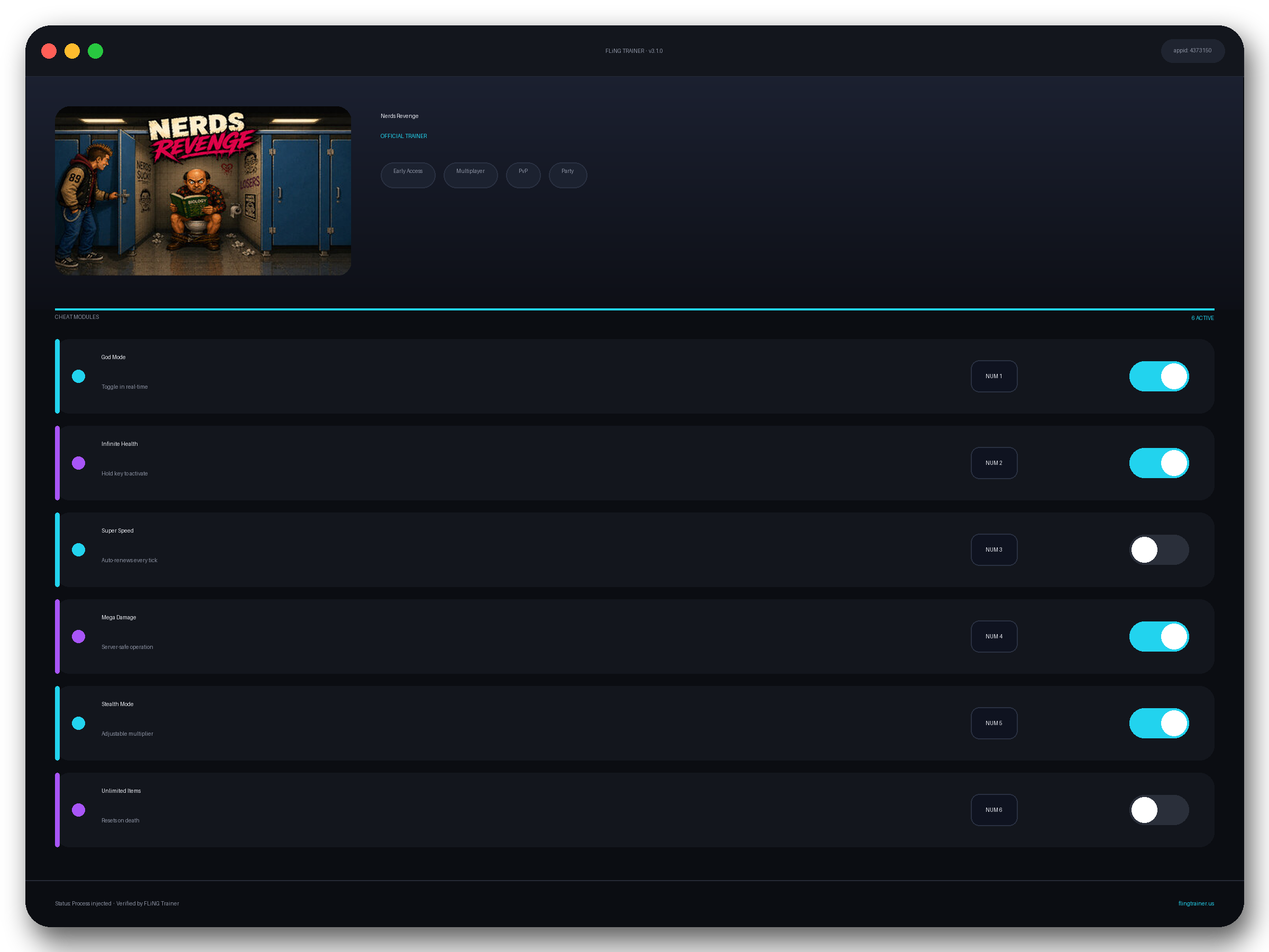 Nerds Revenge Trainer interface