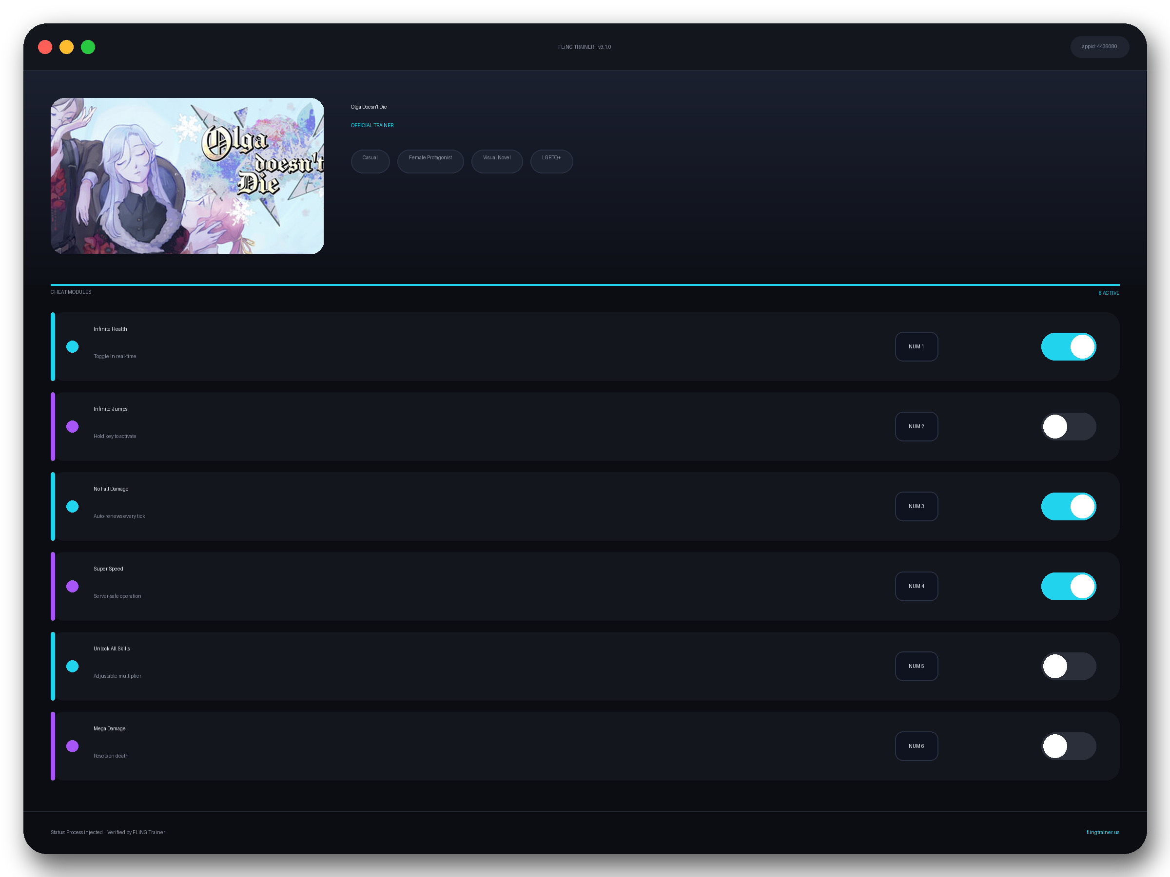 Olga Doesn't Die Trainer interface