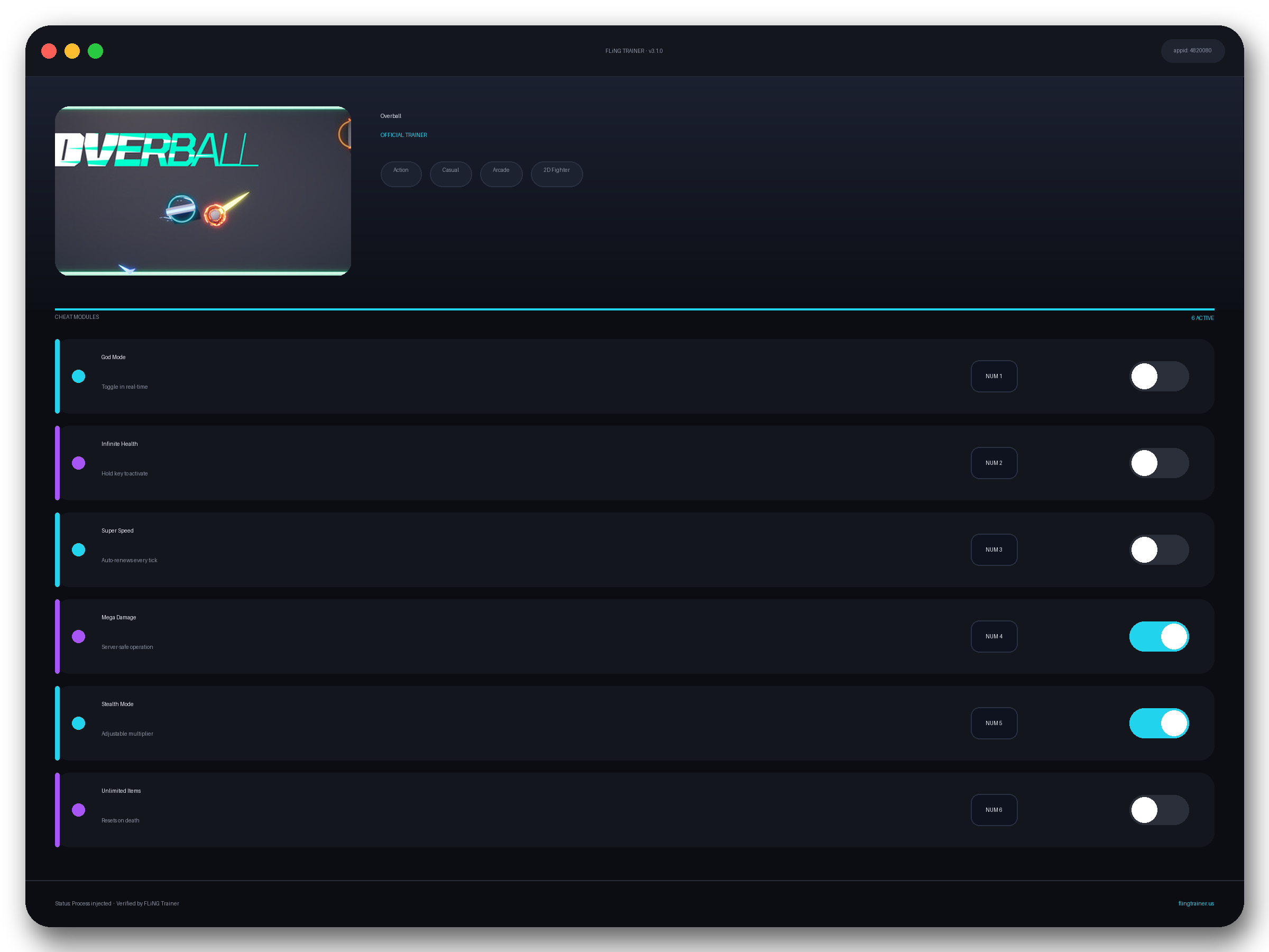 Overball Trainer interface