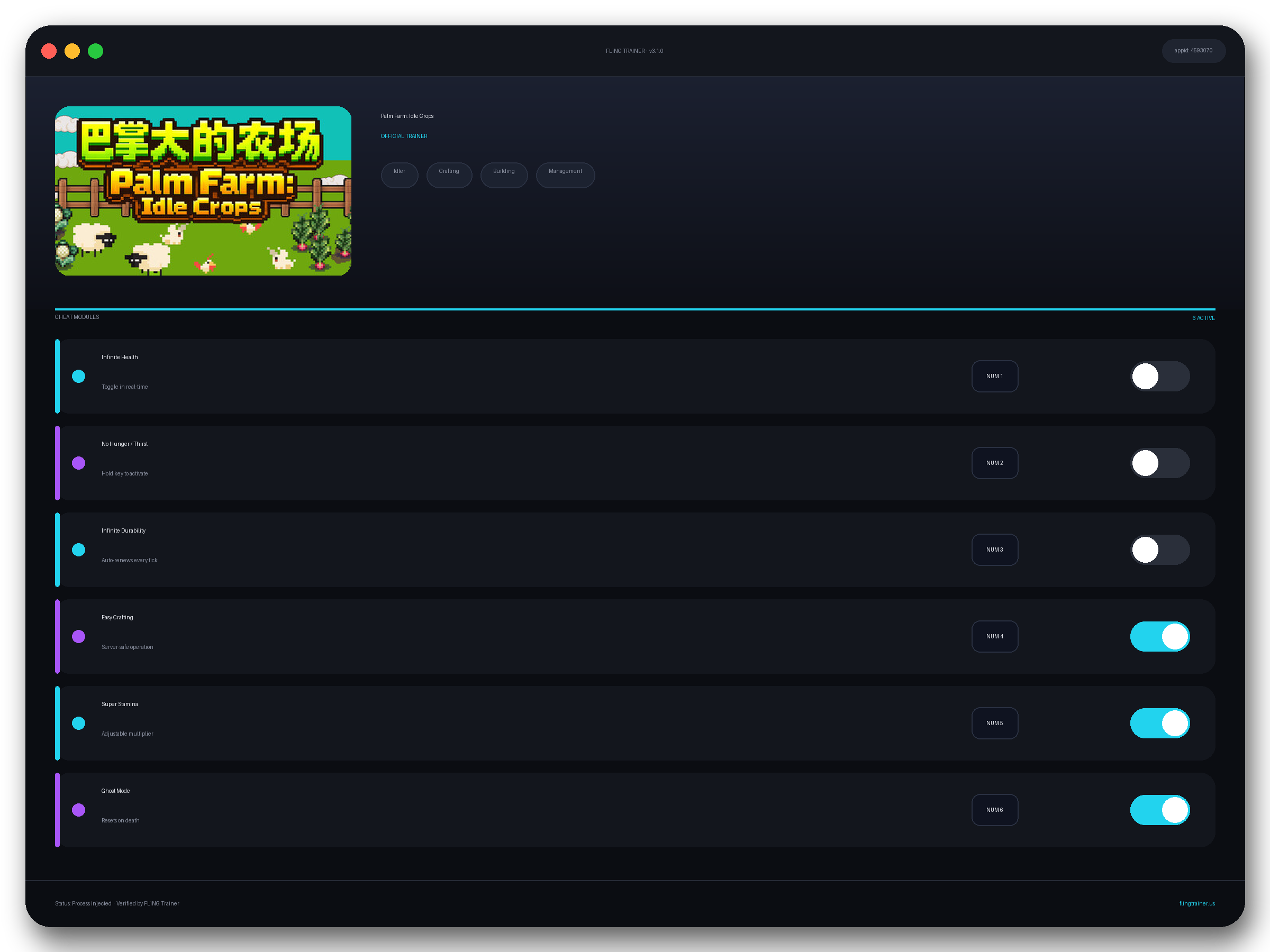 Palm Farm: Idle Crops Trainer interface