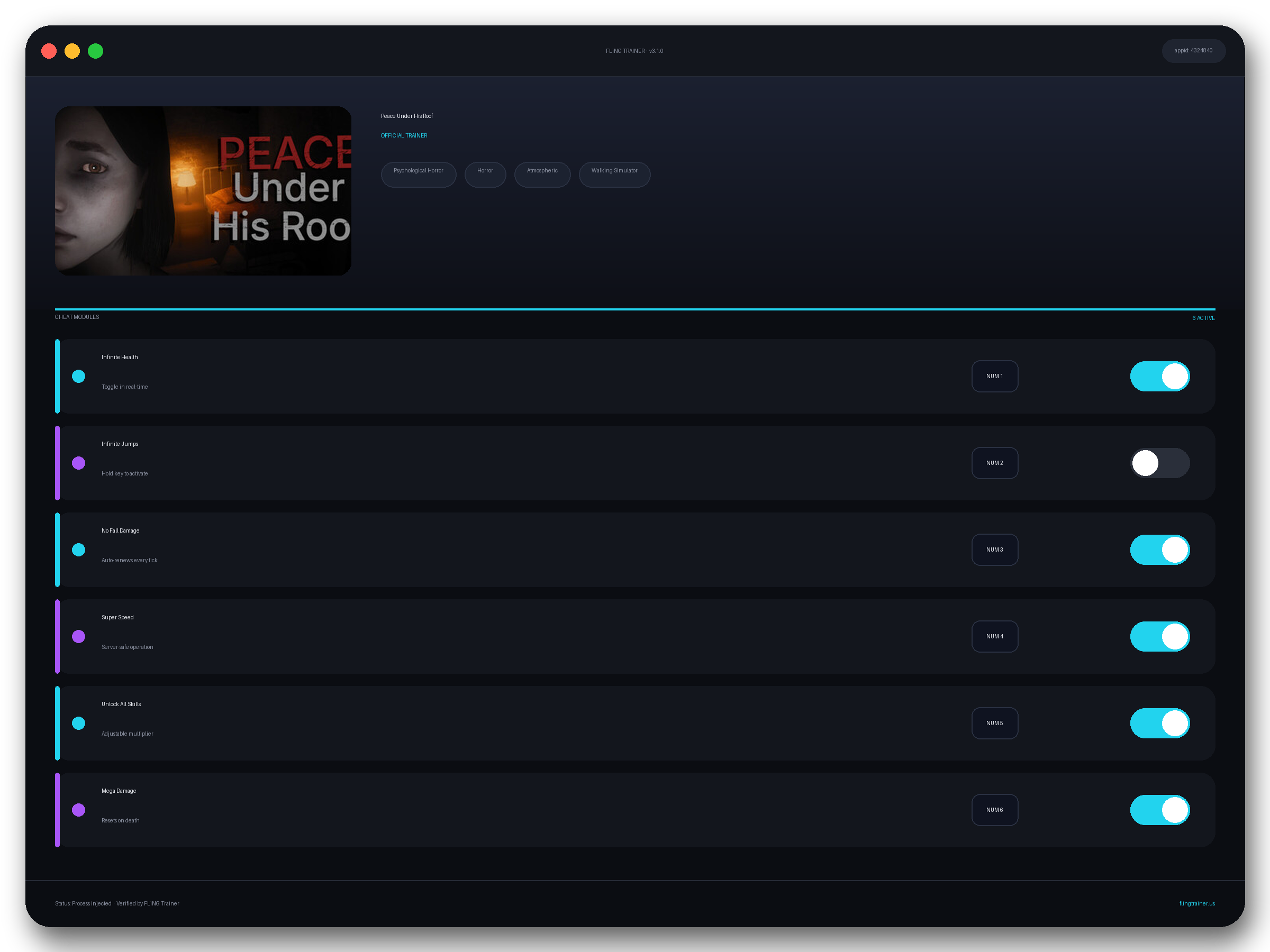 Peace Under His Roof Trainer interface