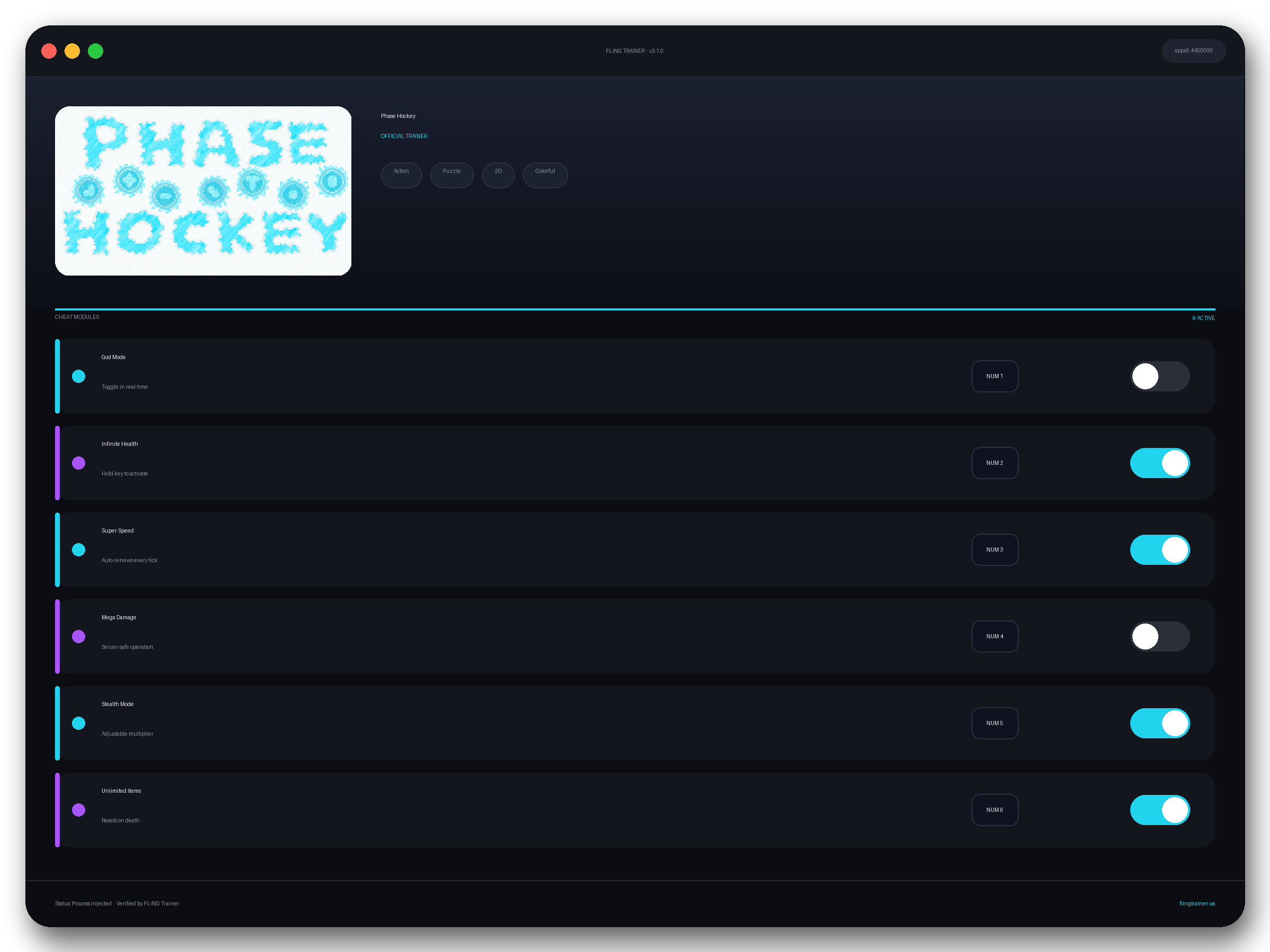 Phase Hockey Trainer interface