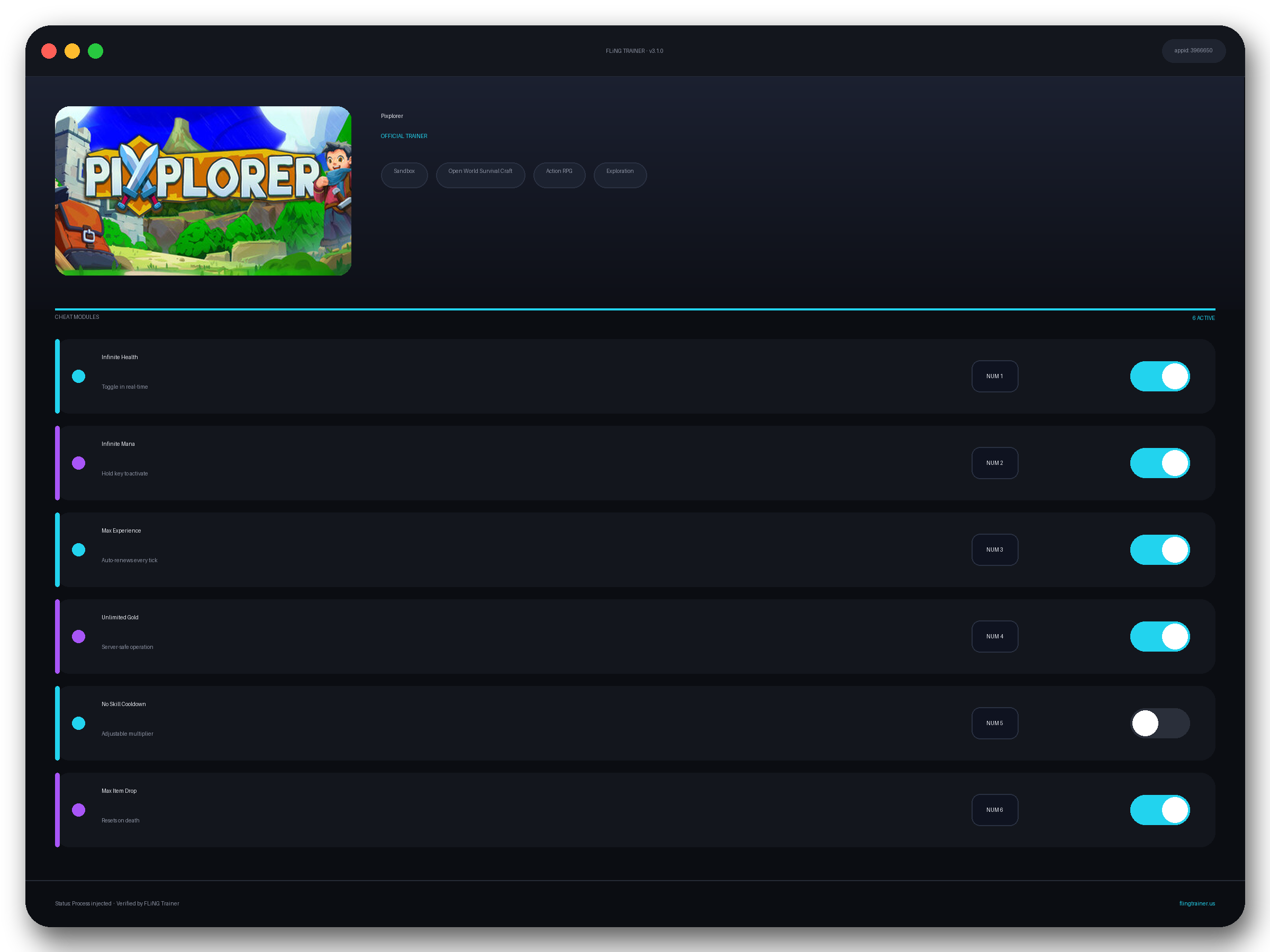 Pixplorer Trainer interface