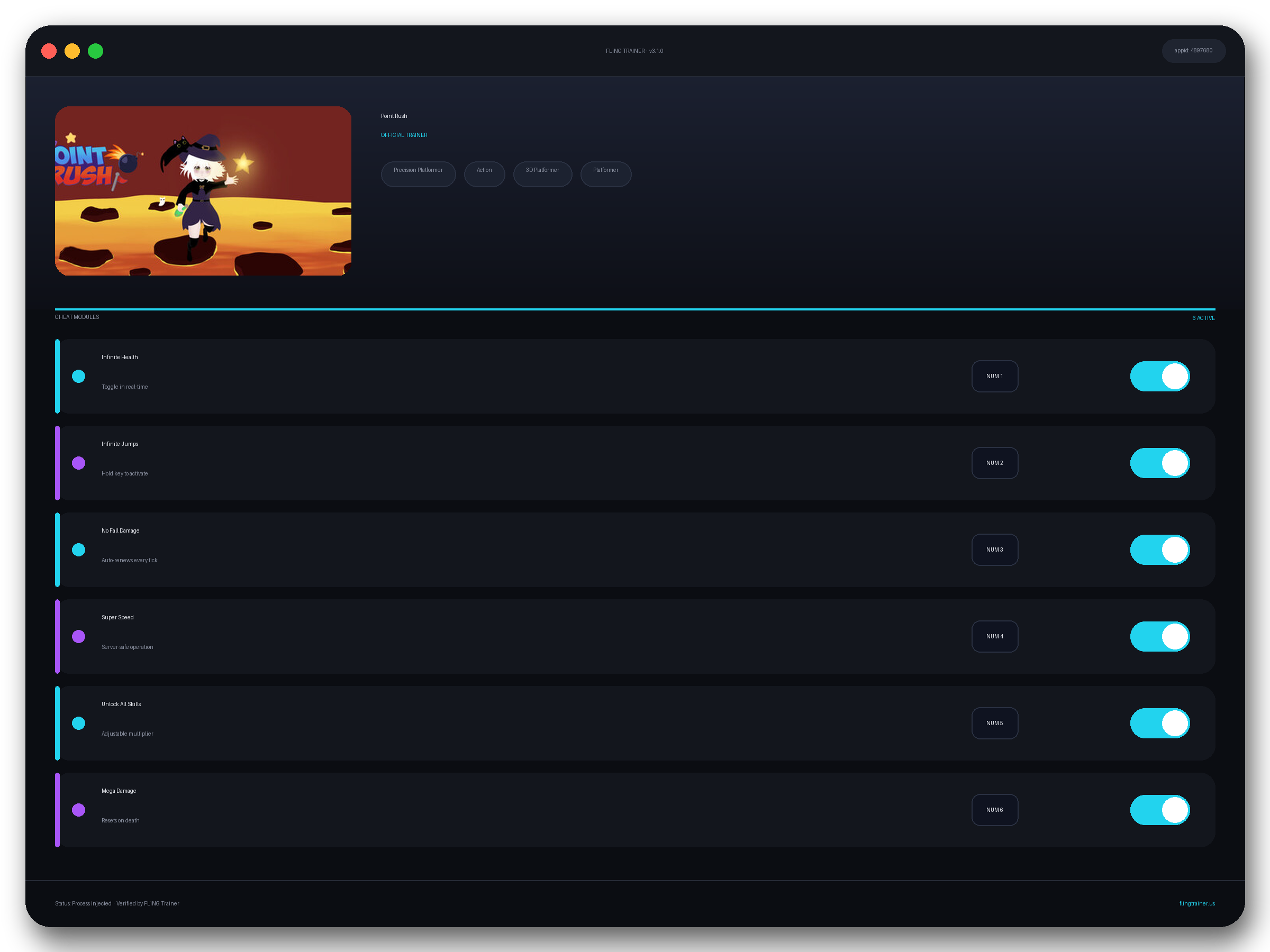 Point Rush Trainer interface