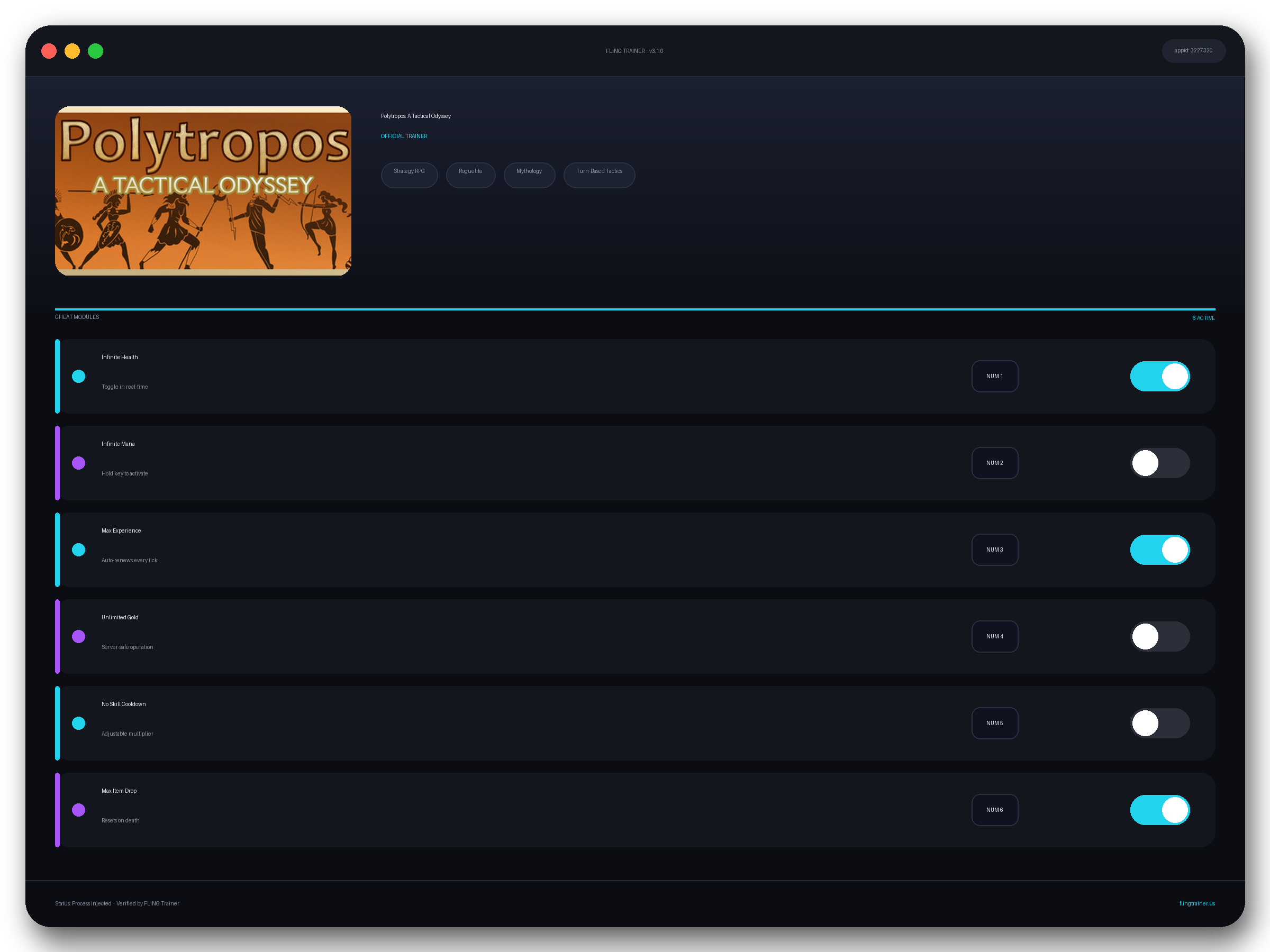 Polytropos: A Tactical Odyssey Trainer interface
