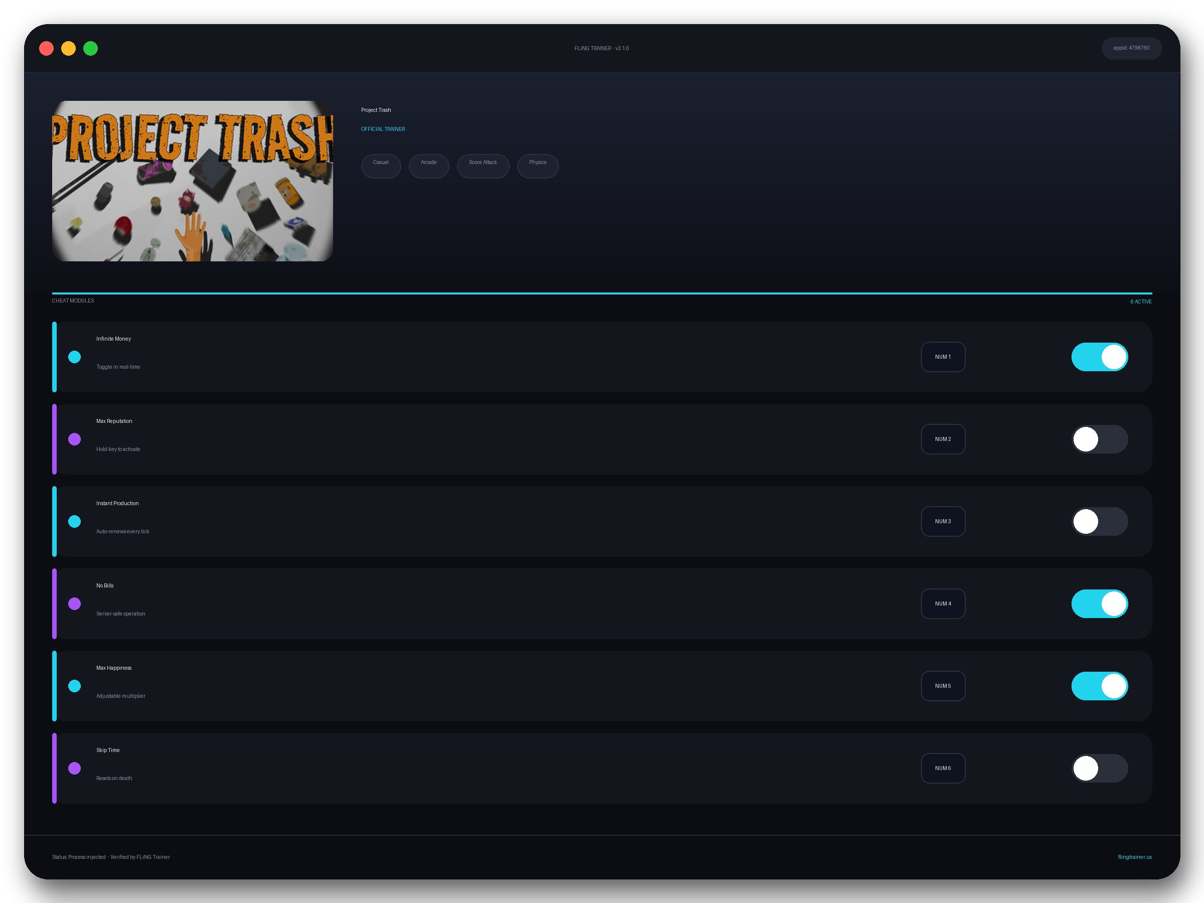 Project Trash Trainer interface