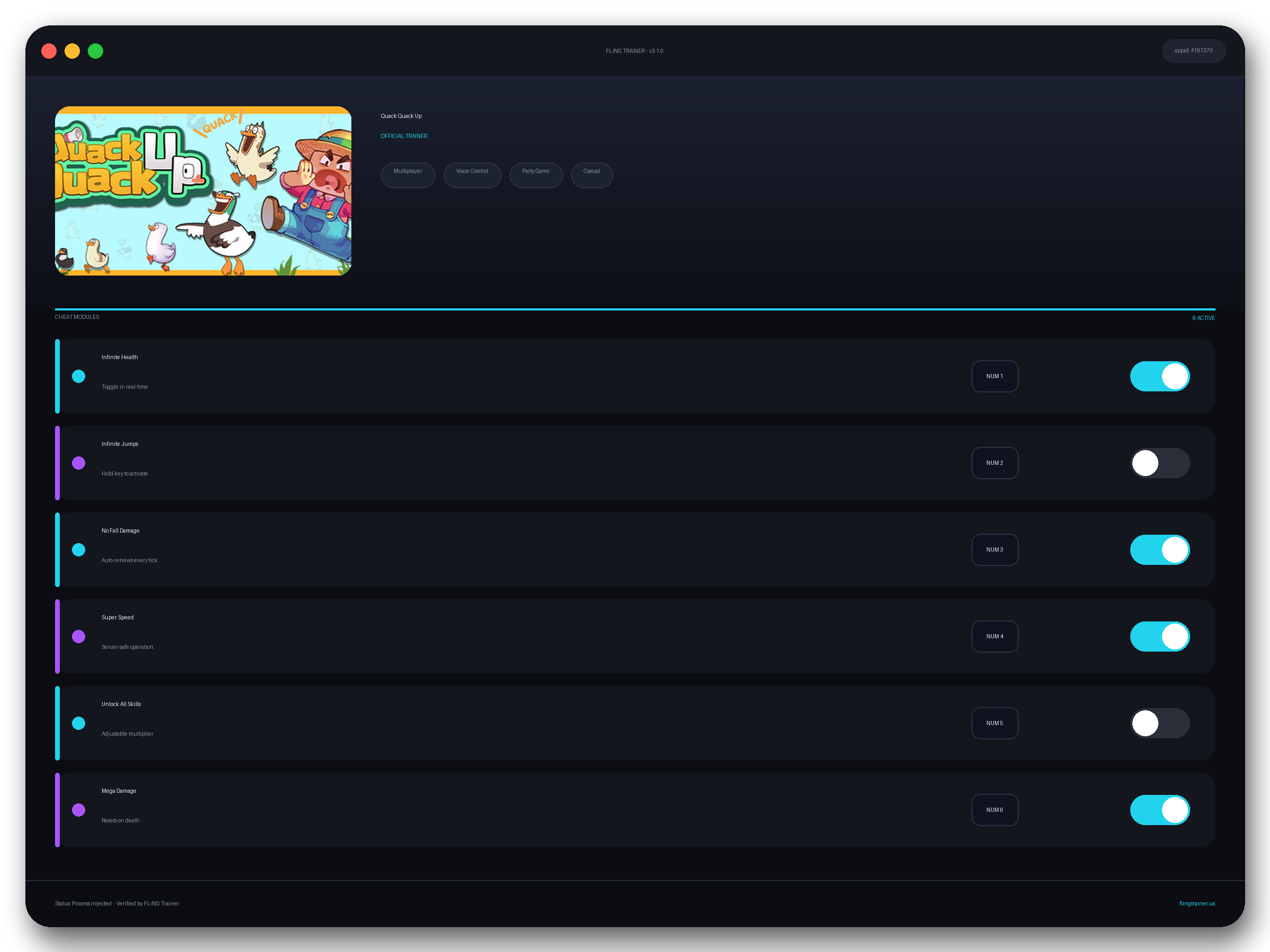 Quack Quack Up Trainer interface