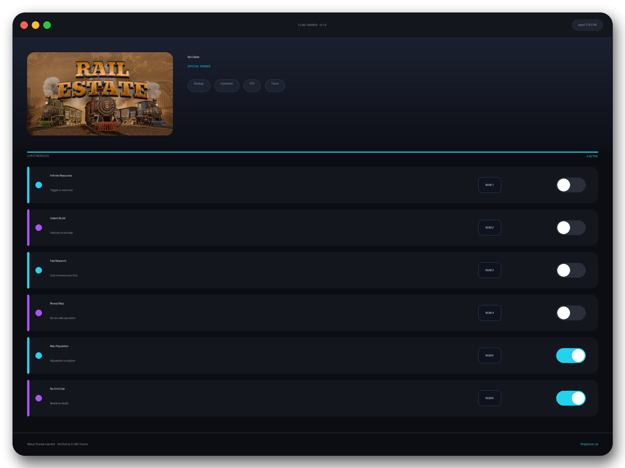 Rail Estate Trainer interface