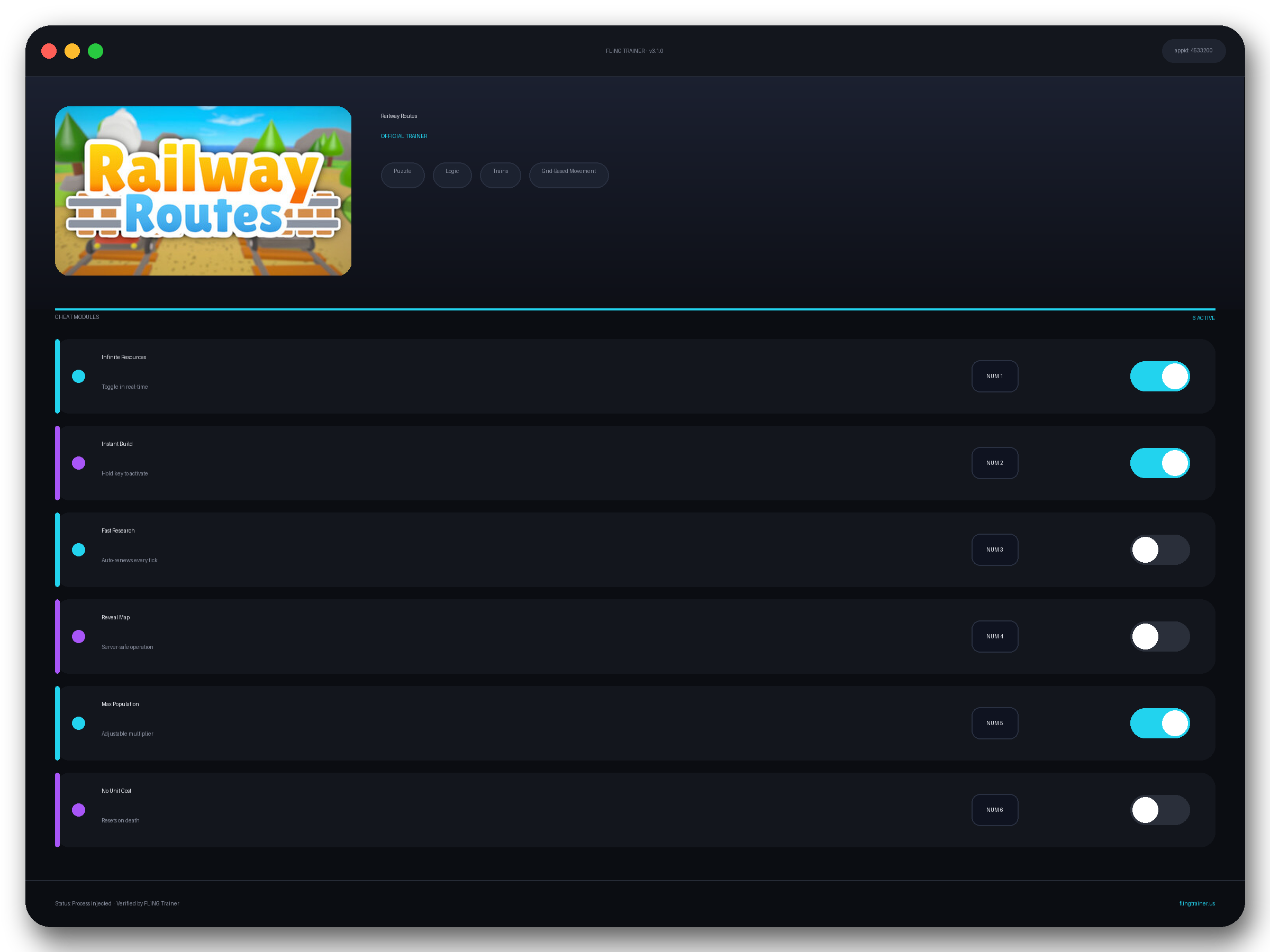 Railway Routes Trainer interface