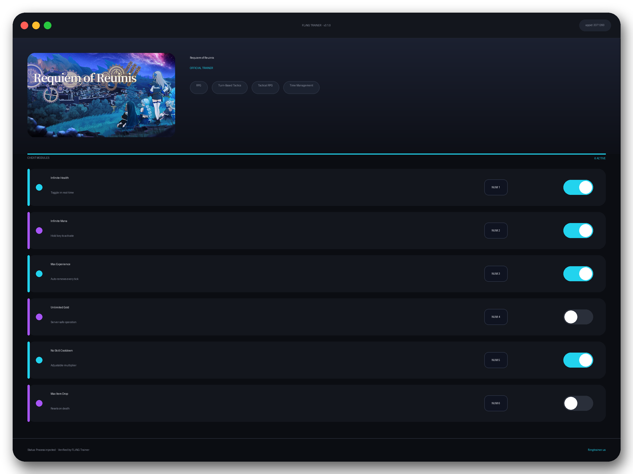 Requiem of Reuinis Trainer interface