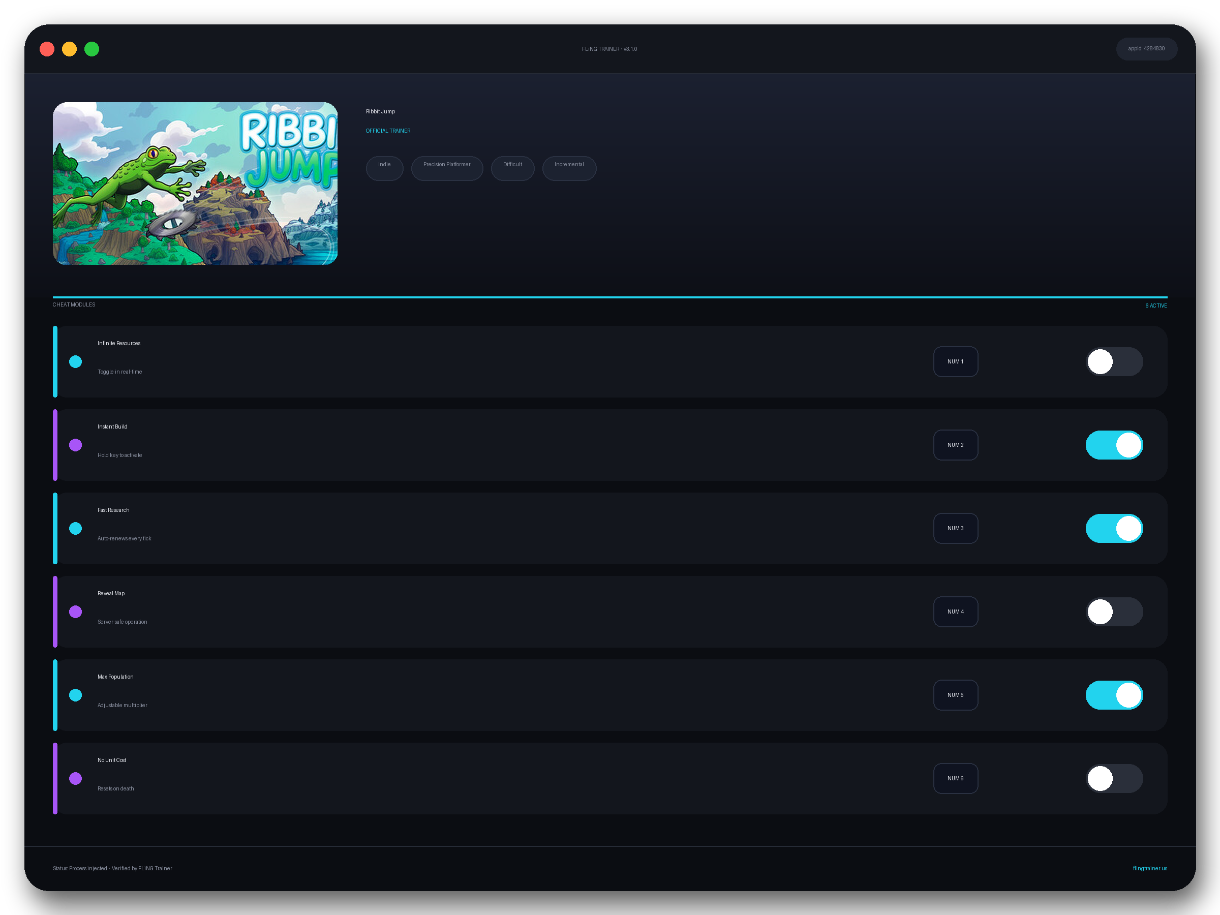 Ribbit Jump Trainer interface