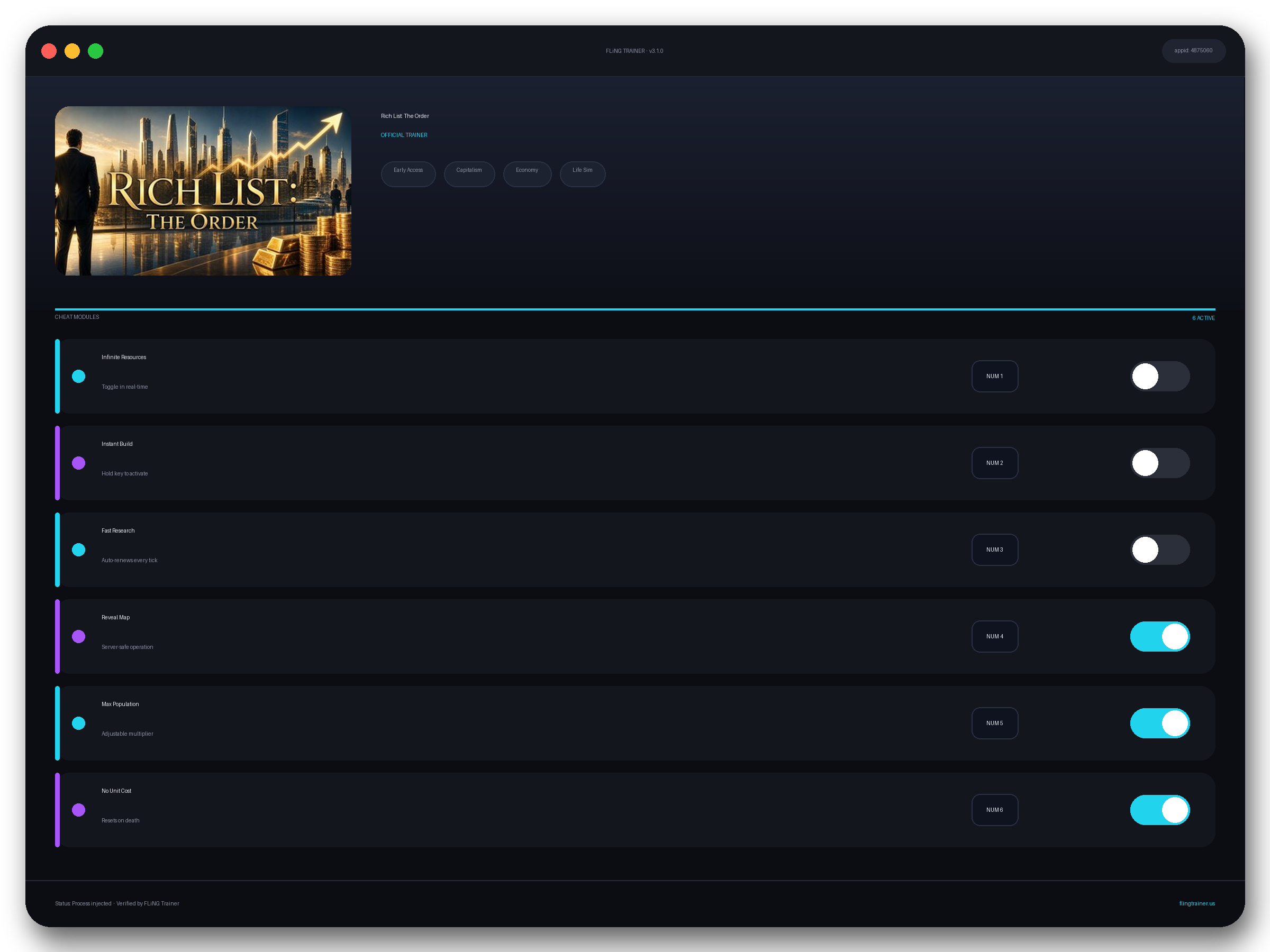 Rich List: The Order Trainer interface