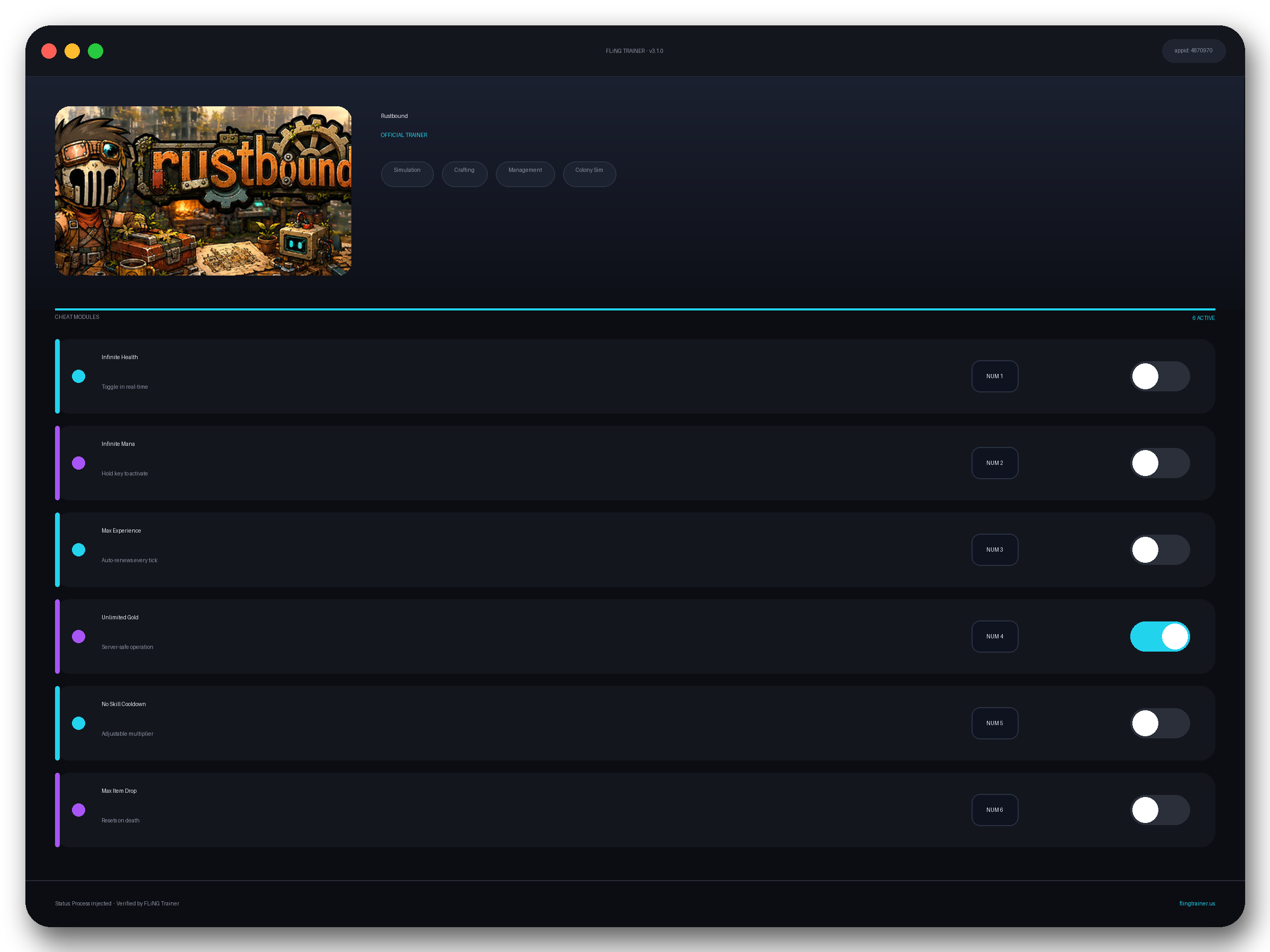 Rustbound Trainer interface