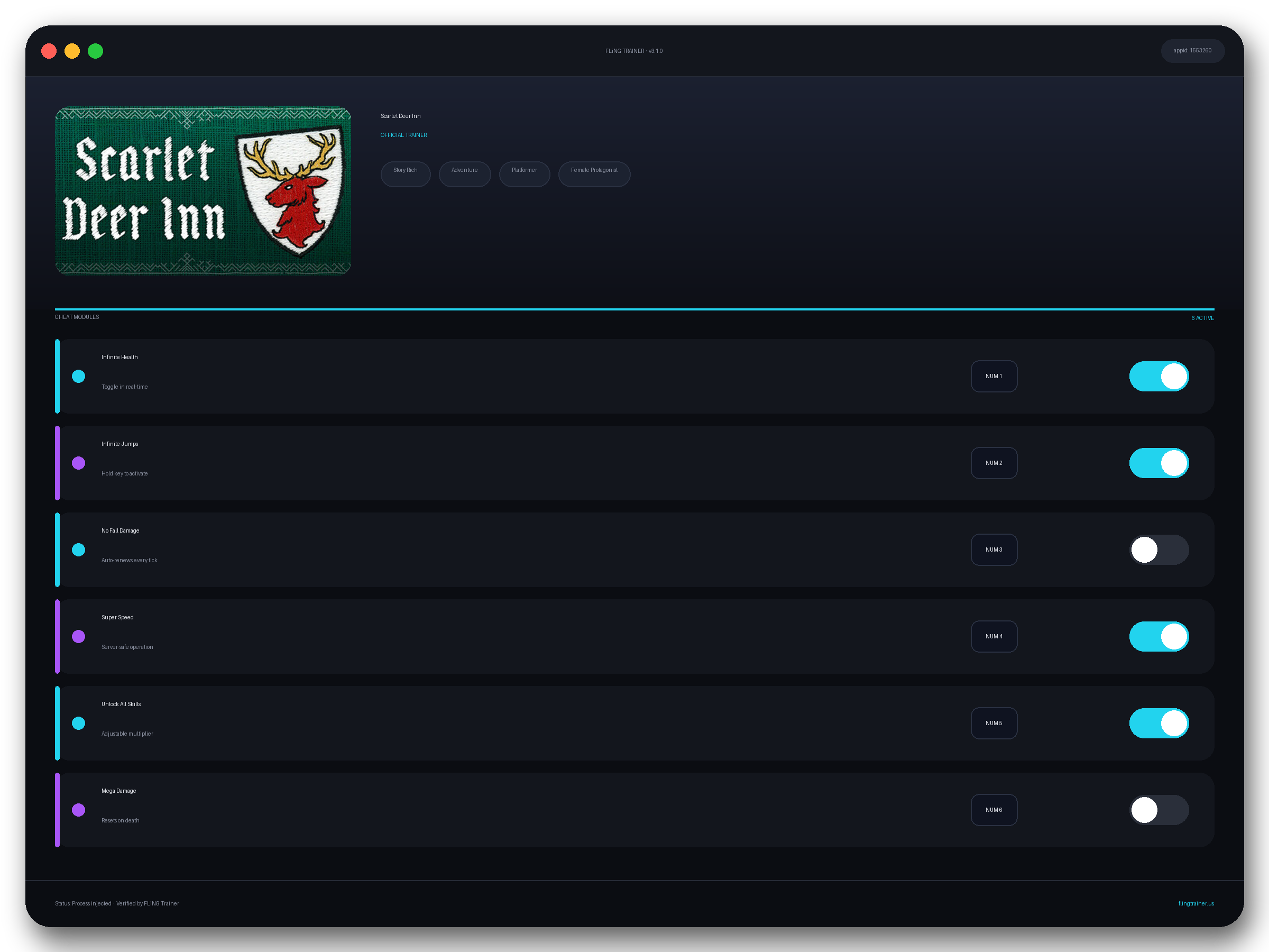 Scarlet Deer Inn Trainer interface