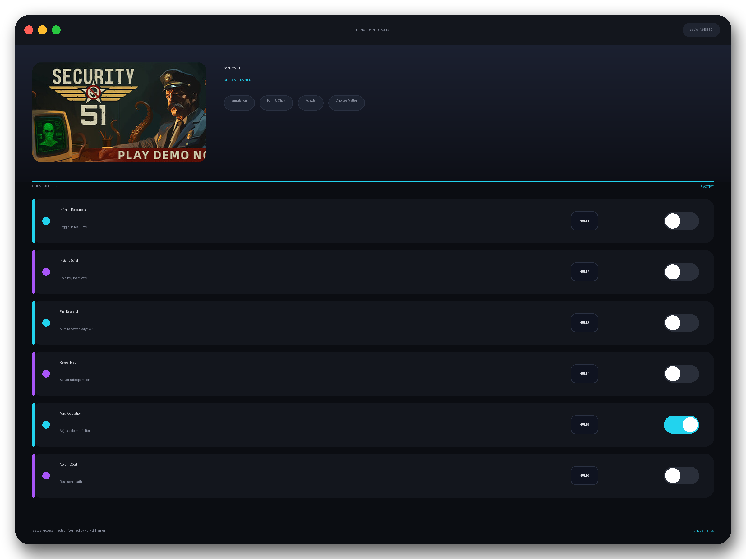 Security 51 Trainer interface