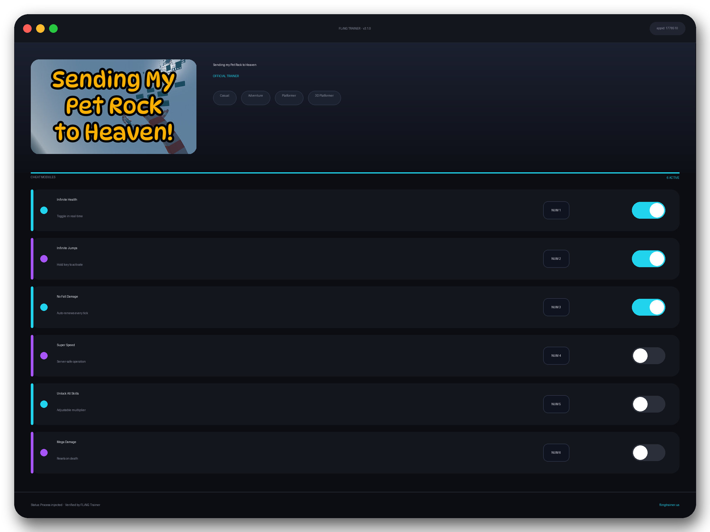 Sending my Pet Rock to Heaven Trainer interface