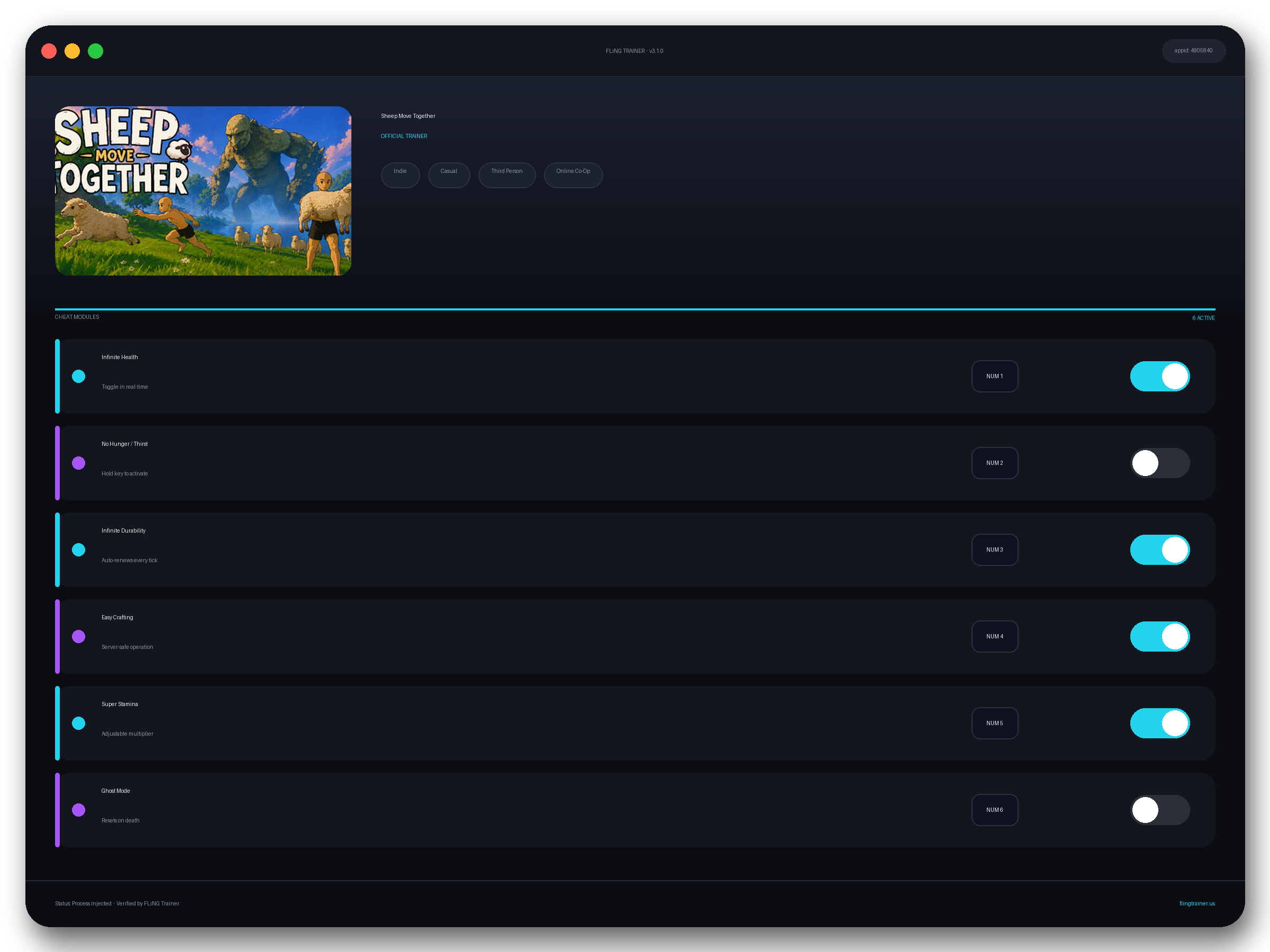Sheep Move Together Trainer interface