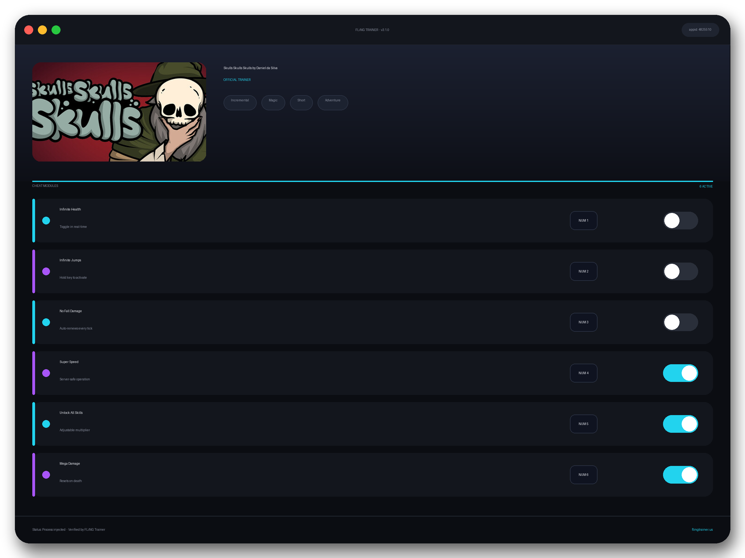 Skulls Skulls Skulls by Daniel da Silva Trainer interface