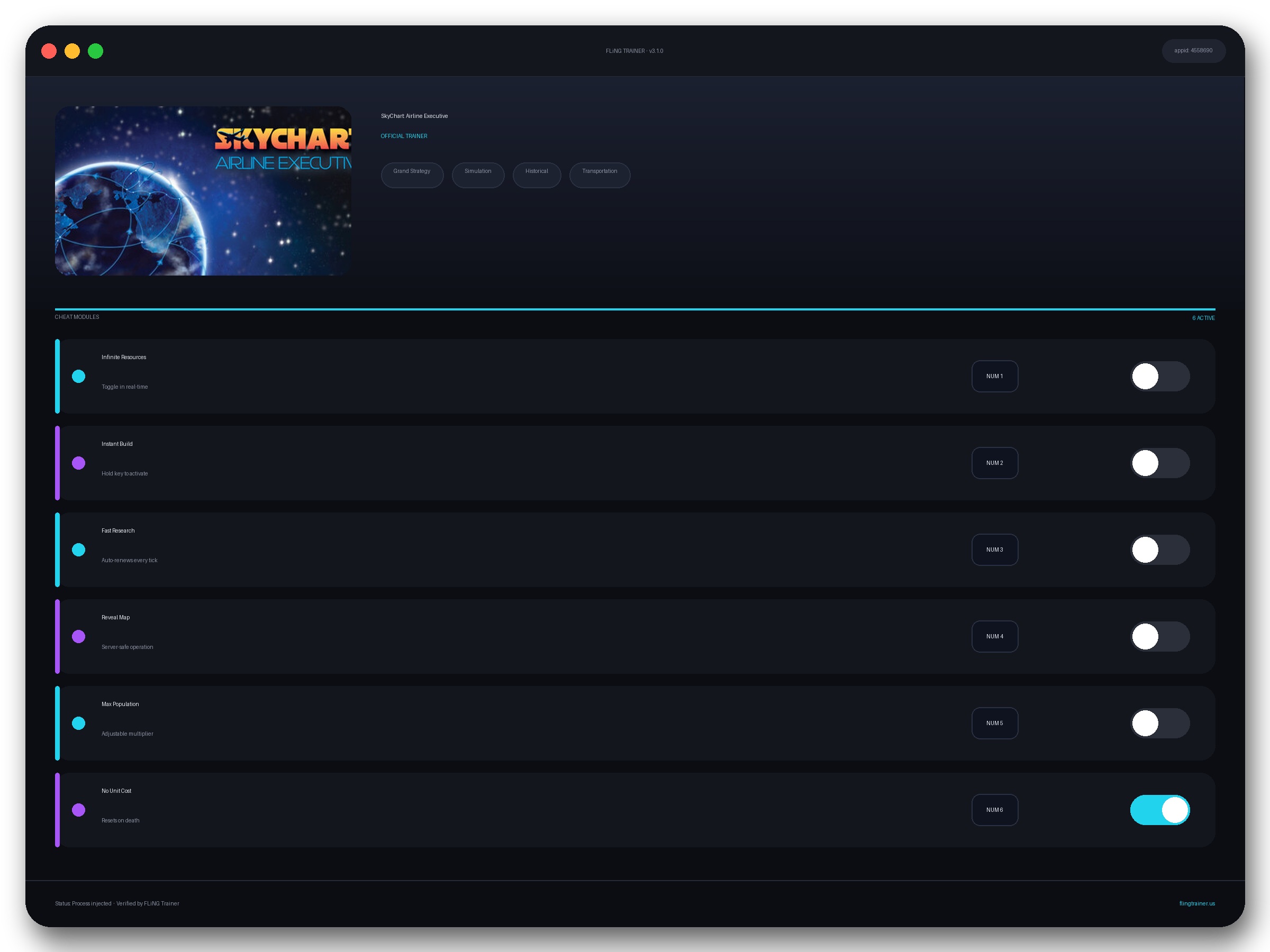 SkyChart: Airline Executive Trainer interface