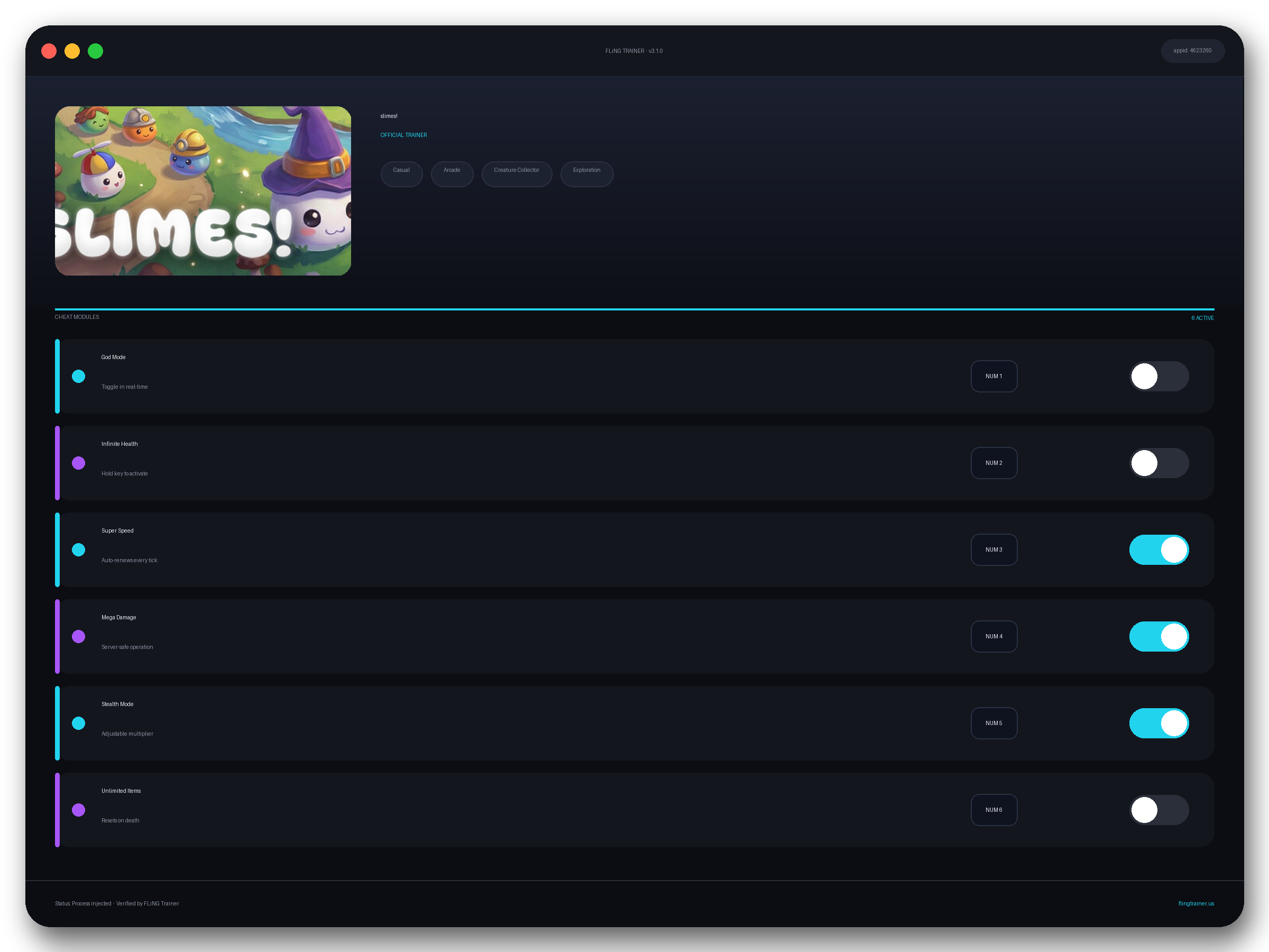 slimes! Trainer interface
