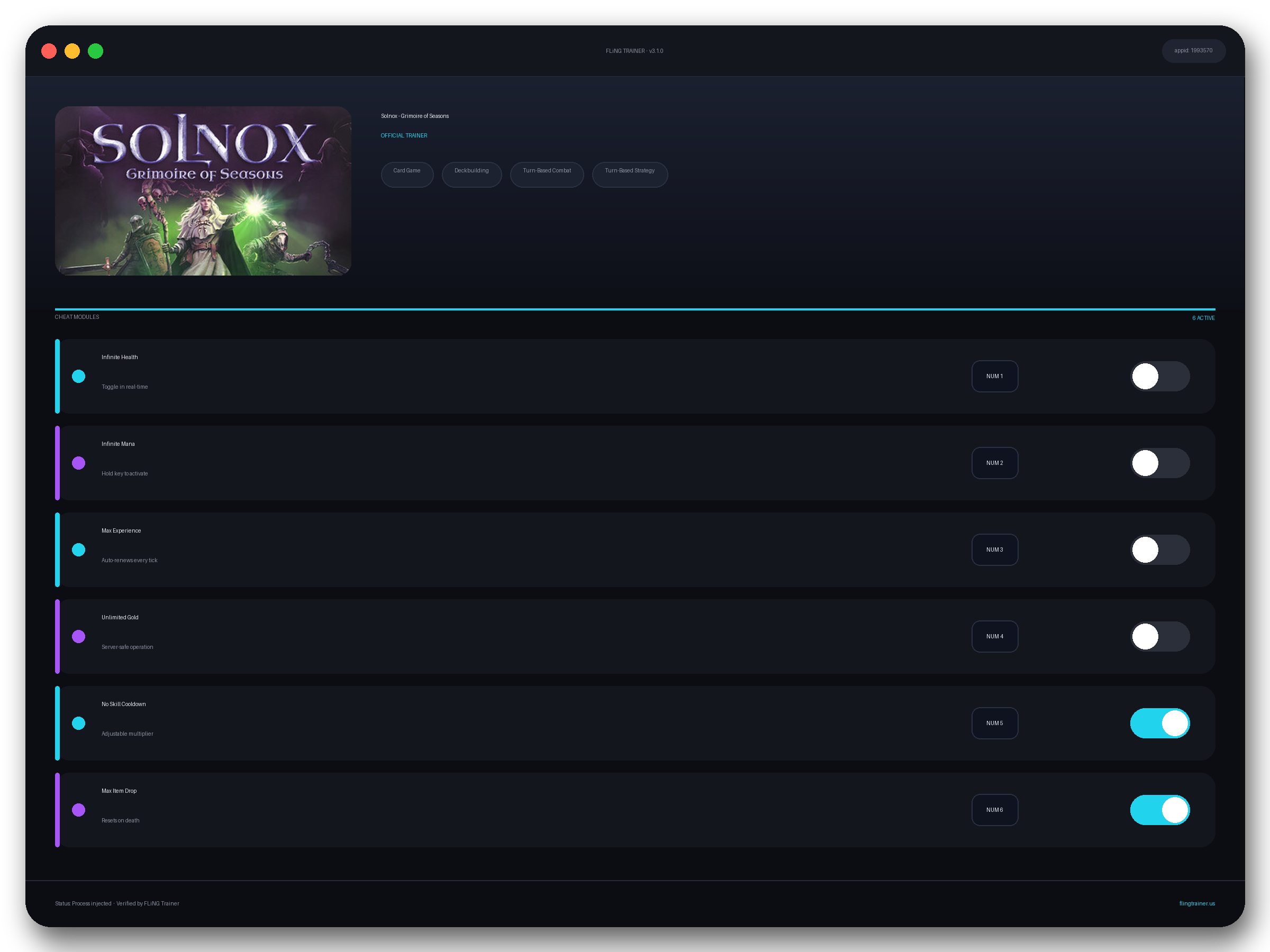 Solnox - Grimoire of Seasons Trainer interface