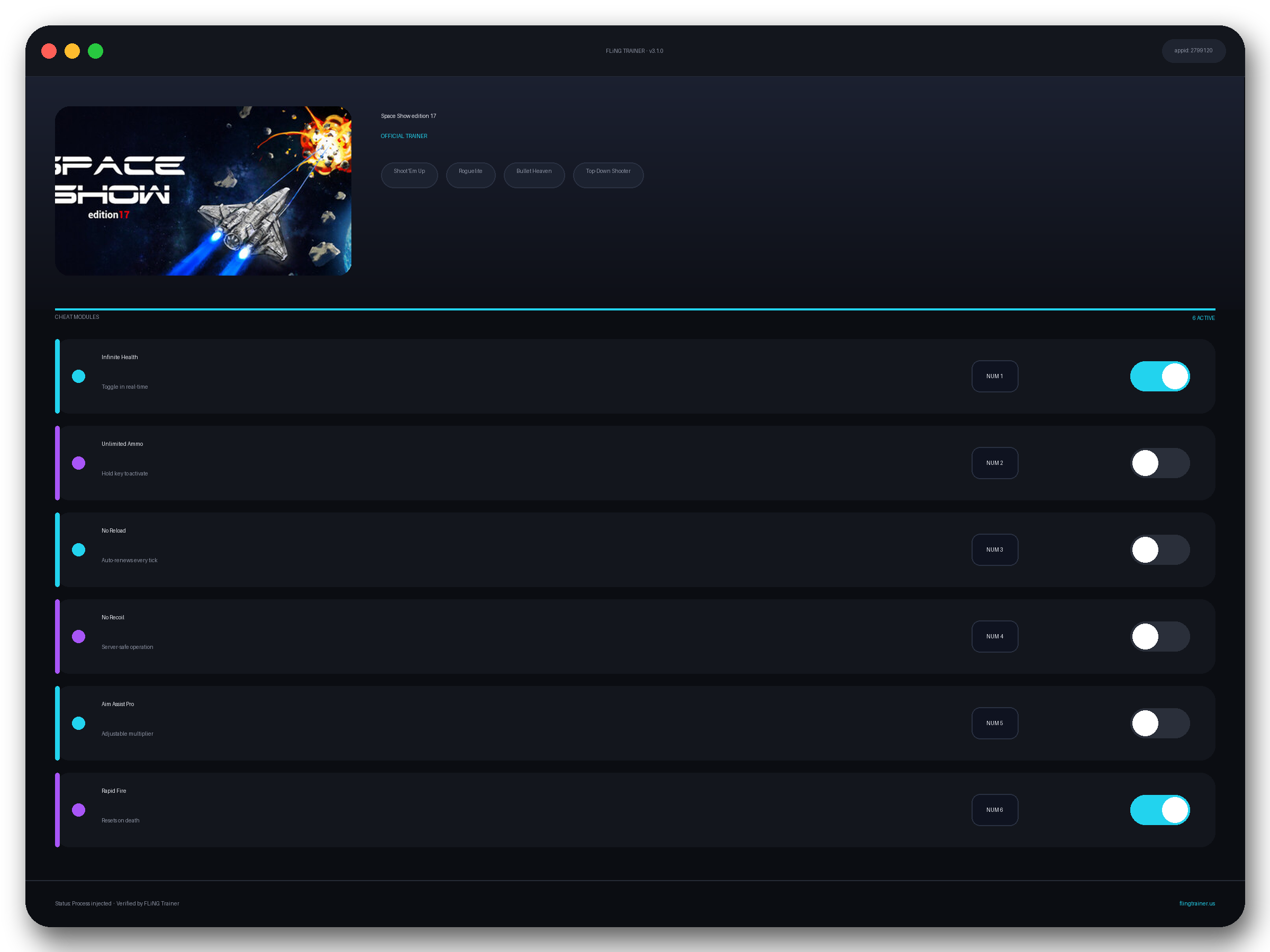 Space Show edition 17 Trainer interface