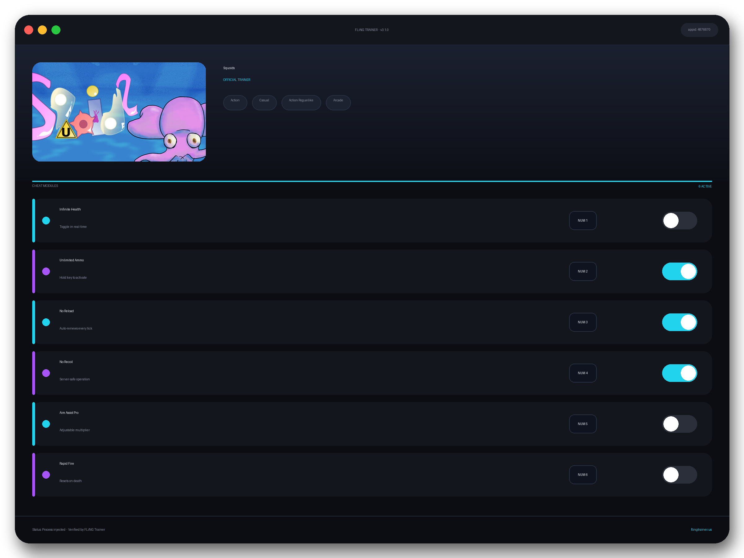 Squoids Trainer interface