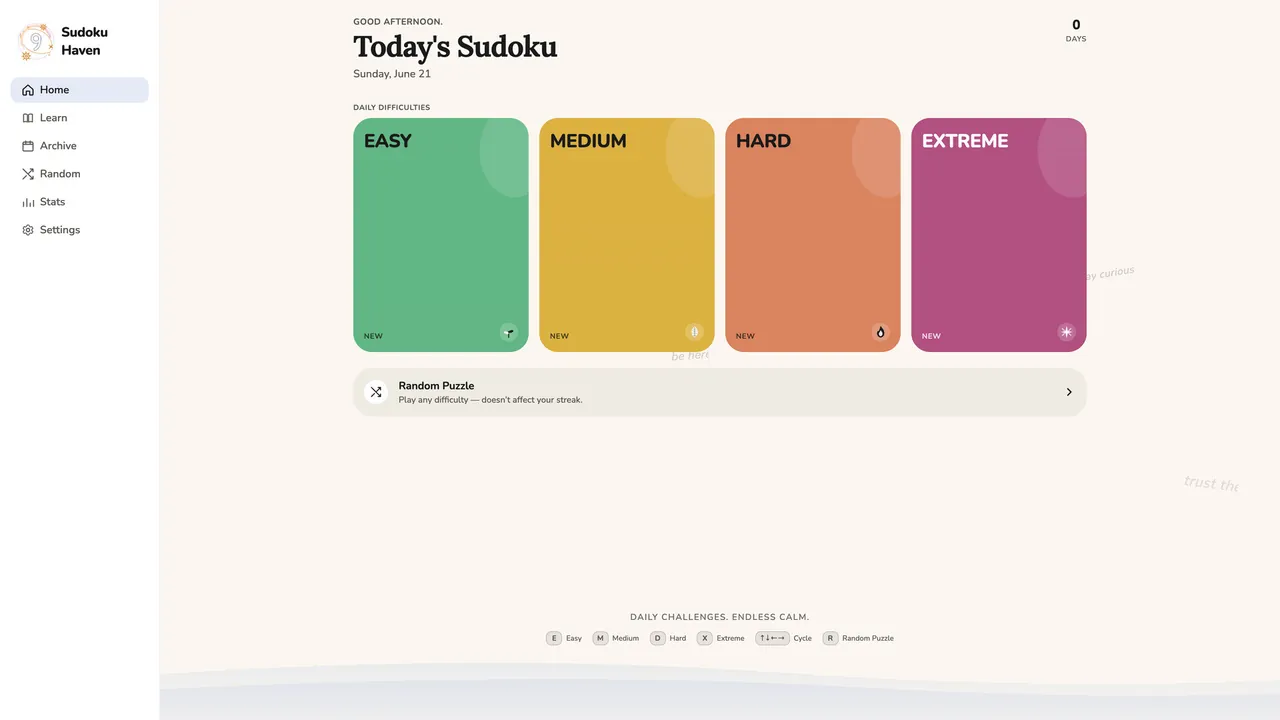 Sudoku Haven — environment preview