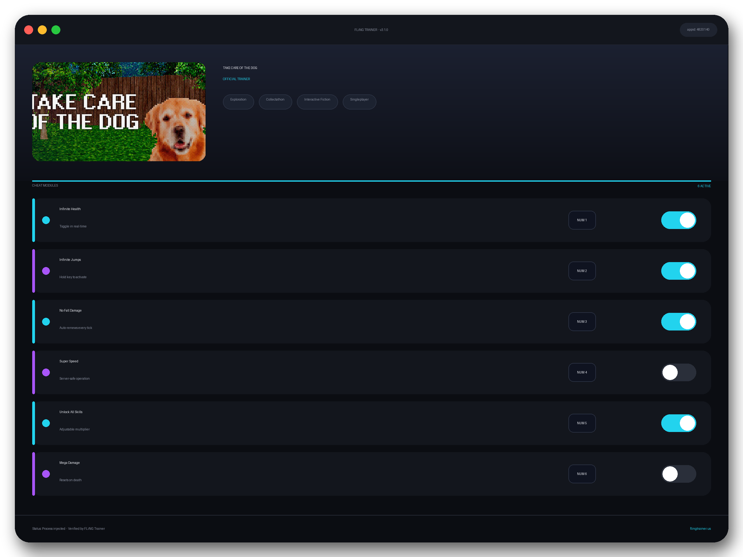 TAKE CARE OF THE DOG Trainer interface