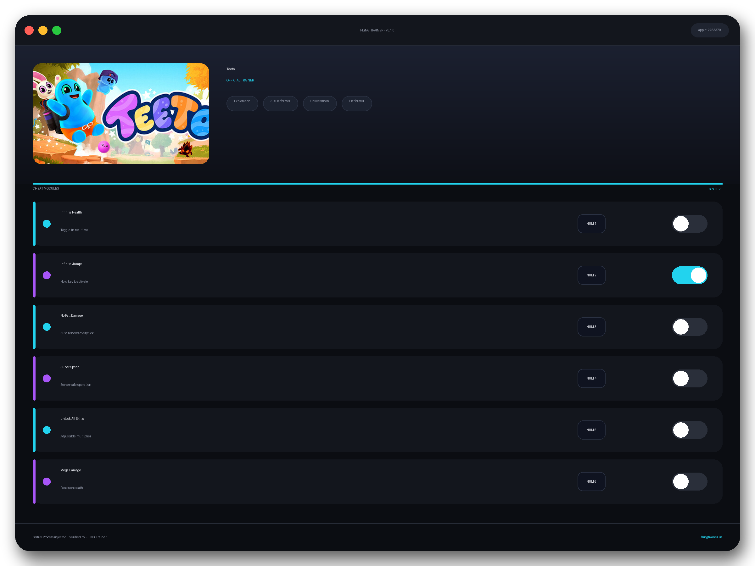 Teeto Trainer interface