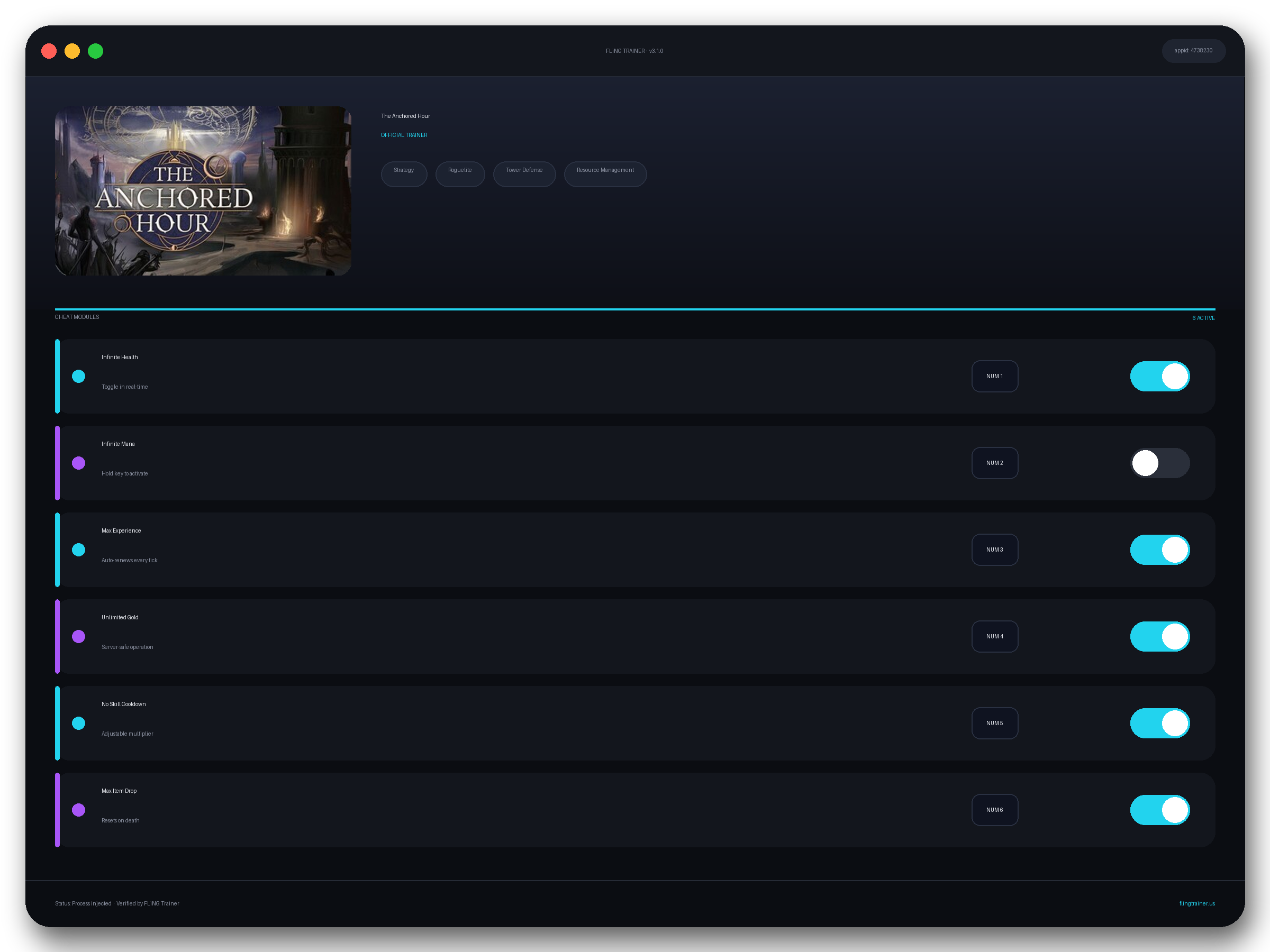 The Anchored Hour Trainer interface