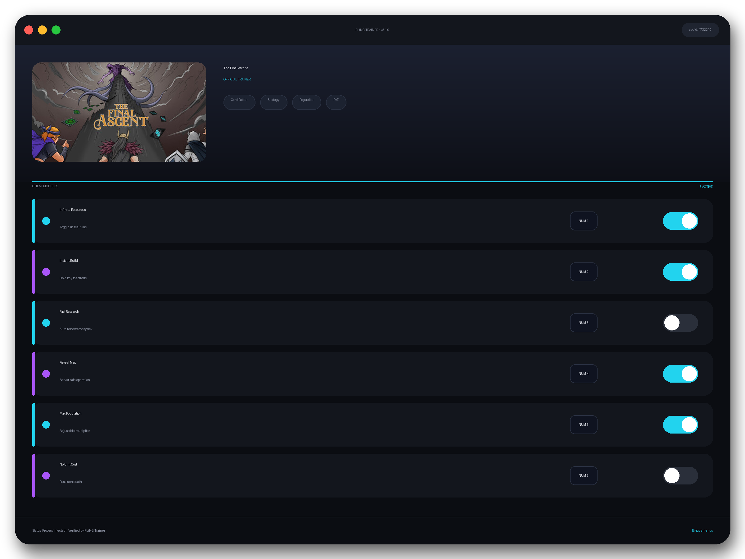 The Final Ascent Trainer interface