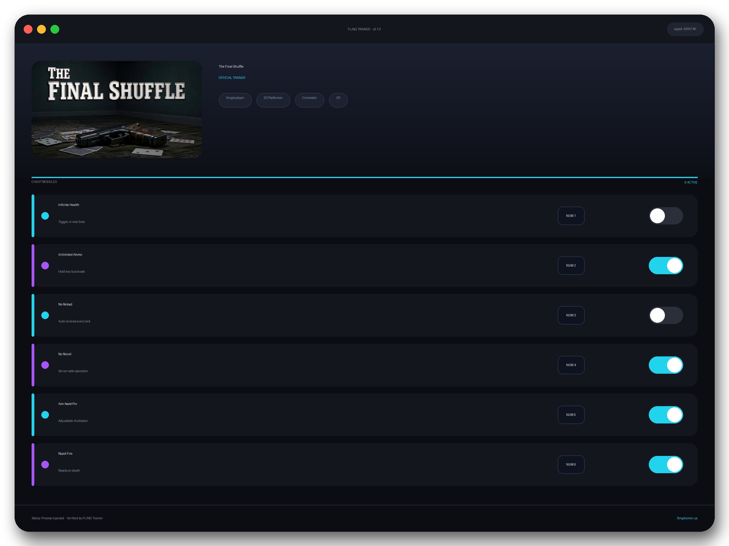 The Final Shuffle Trainer interface
