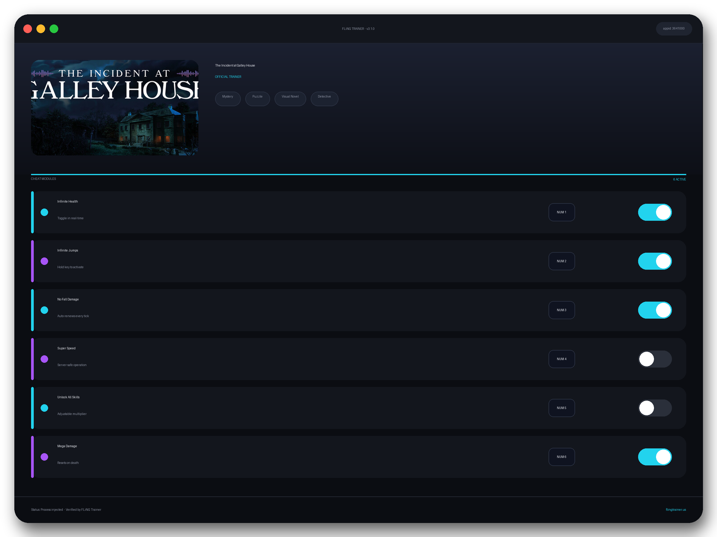 The Incident at Galley House Trainer interface