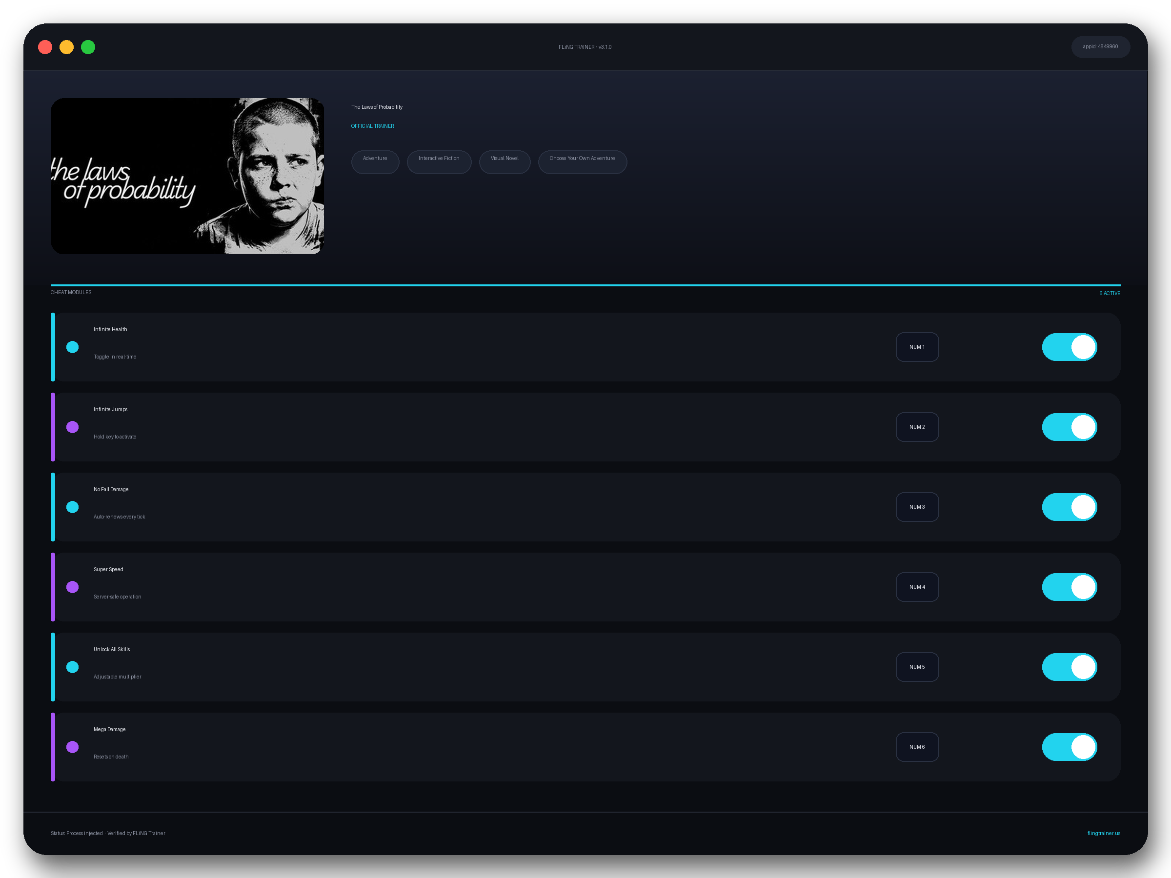 The Laws of Probability Trainer interface