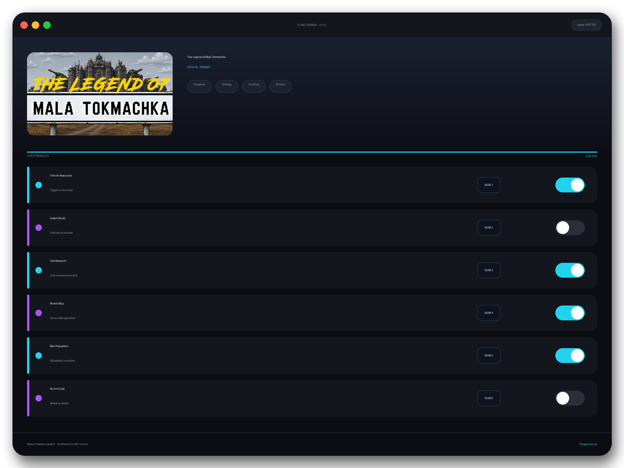 The Legend of Mala Tokmachka Trainer interface