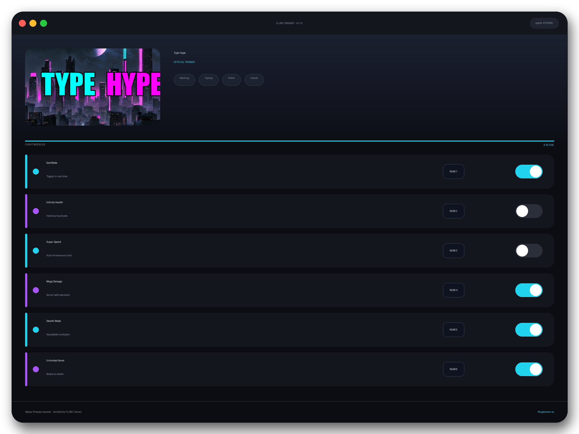 Type Hype Trainer interface