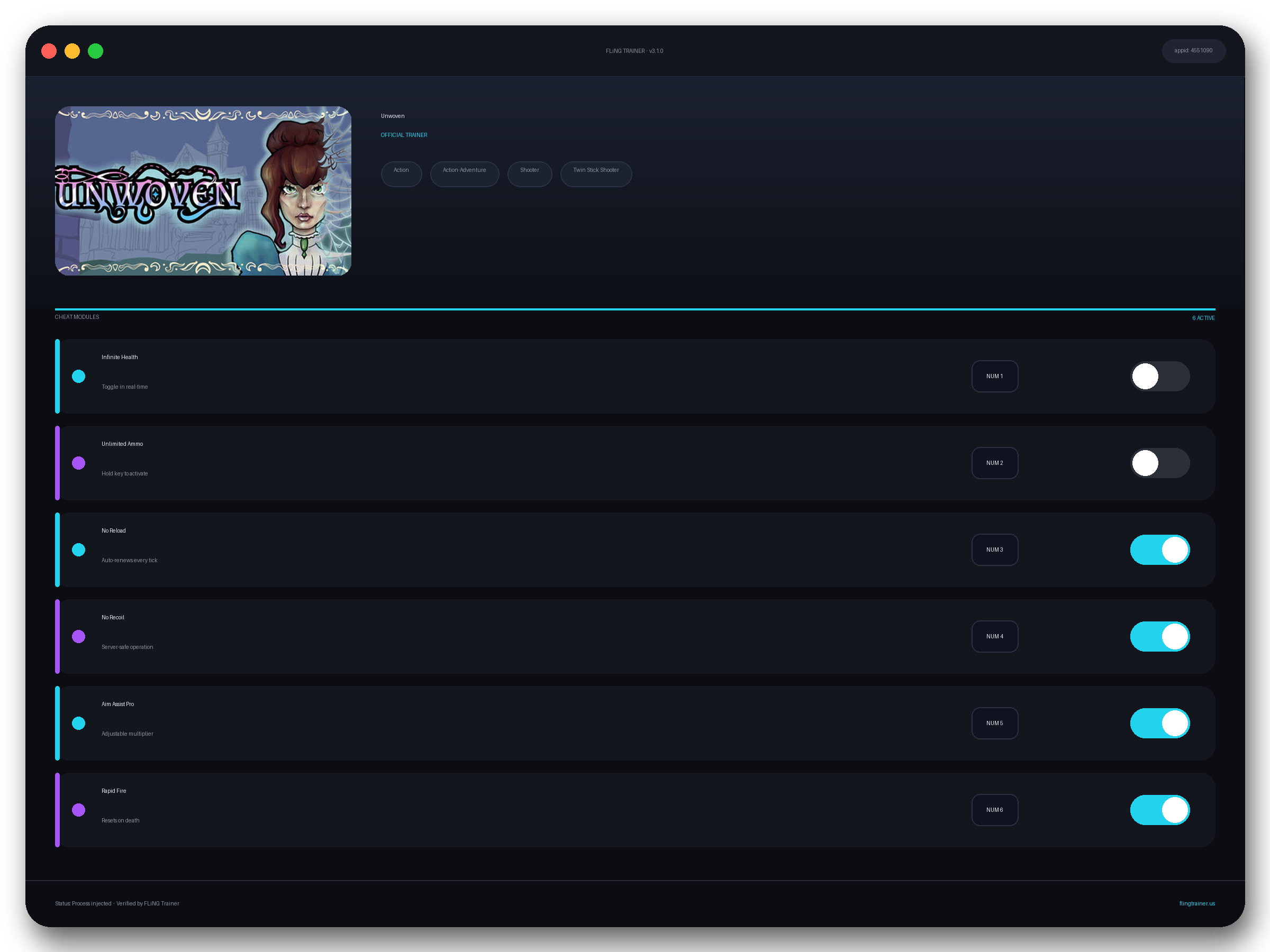 Unwoven Trainer interface