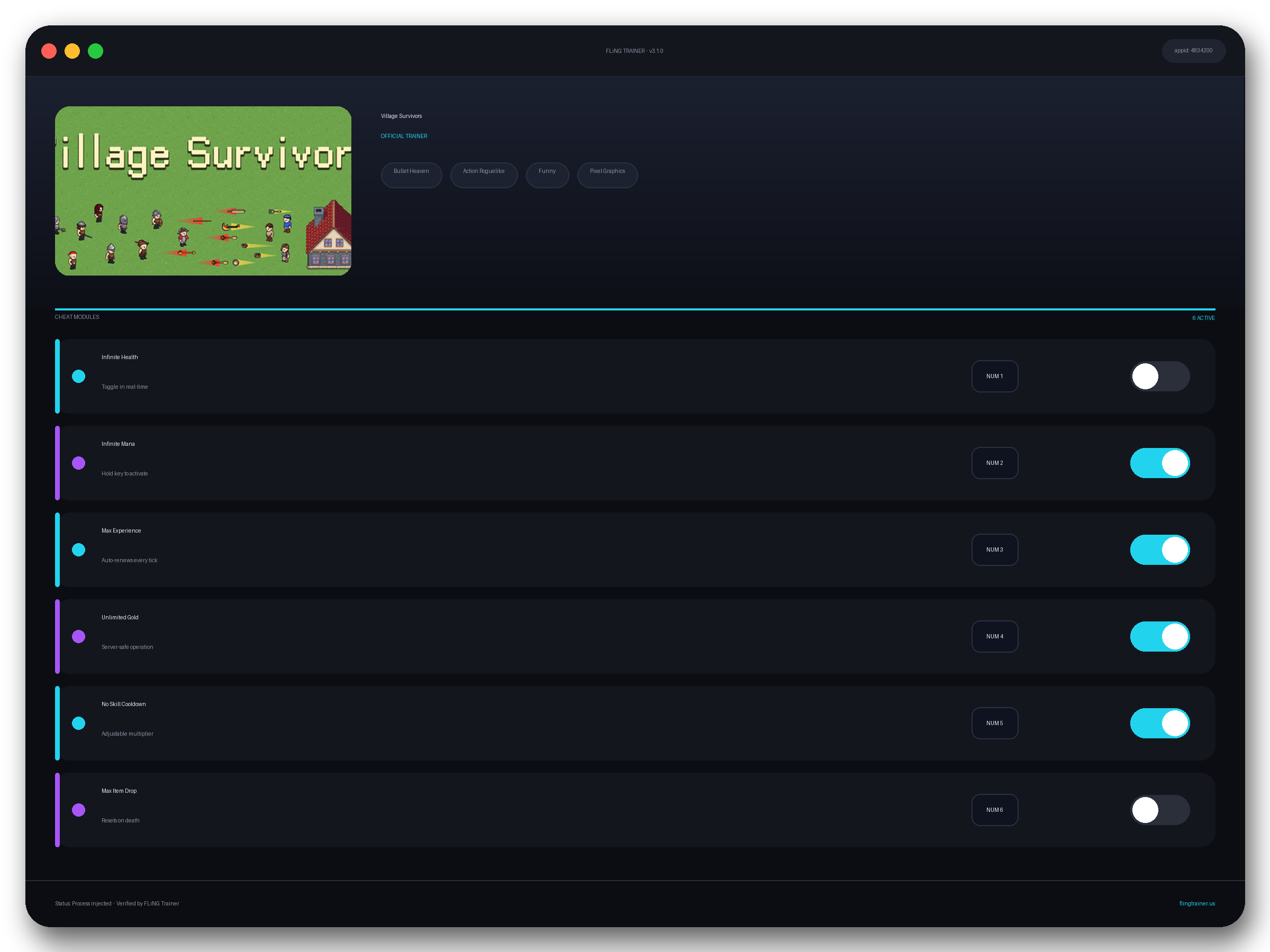 Village Survivors Trainer interface