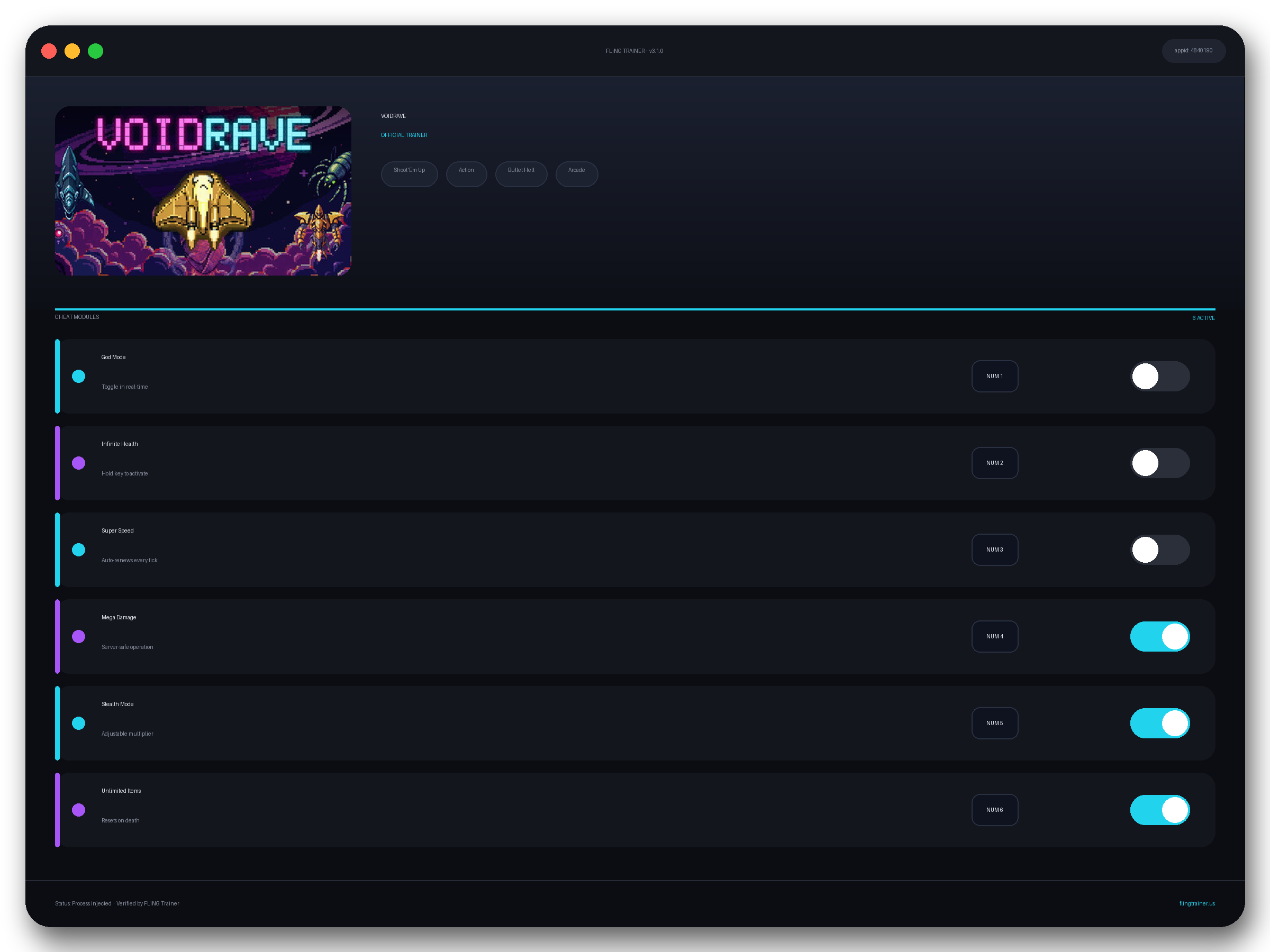 VOIDRAVE Trainer interface