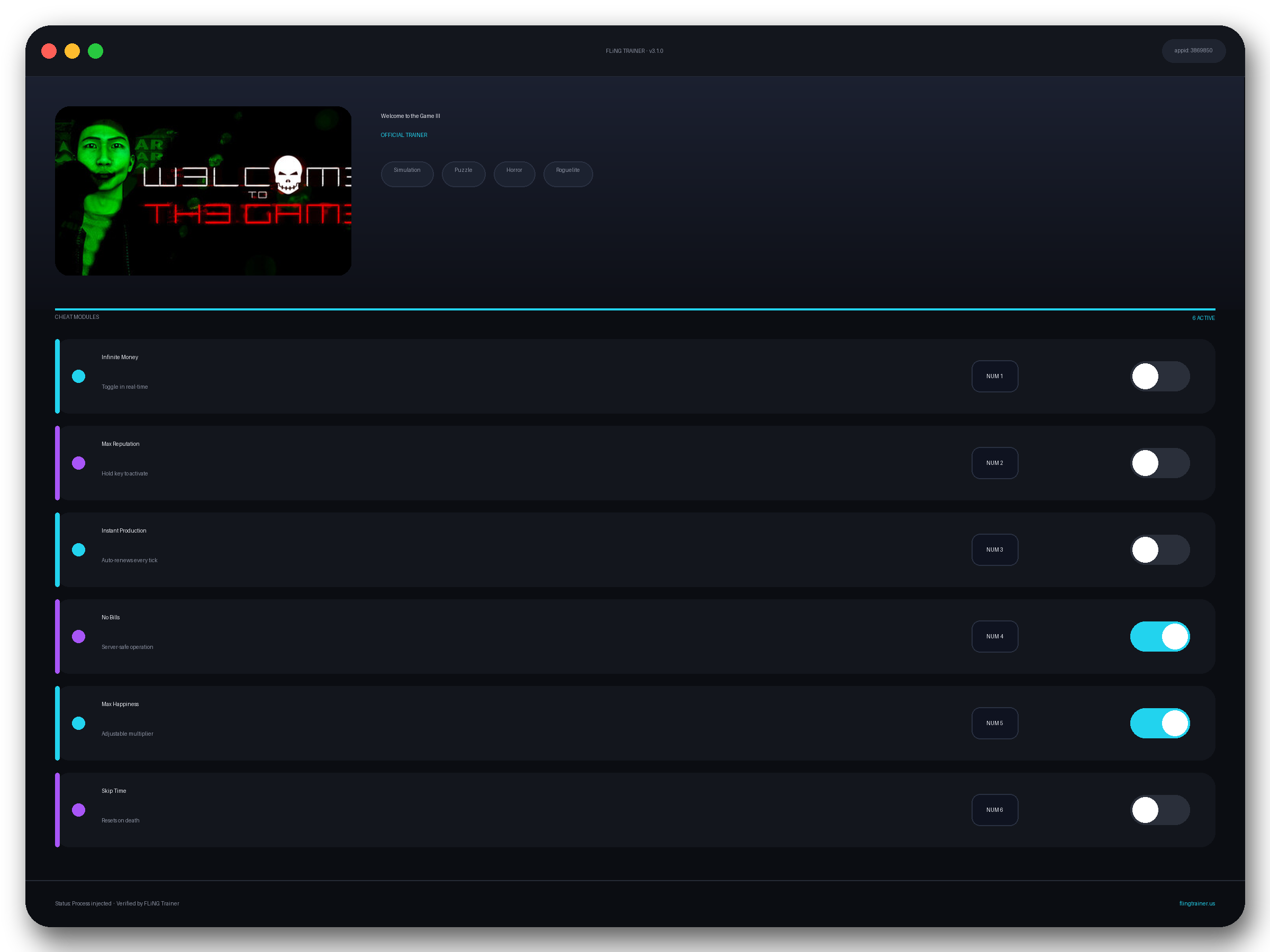 Welcome to the Game III Trainer interface